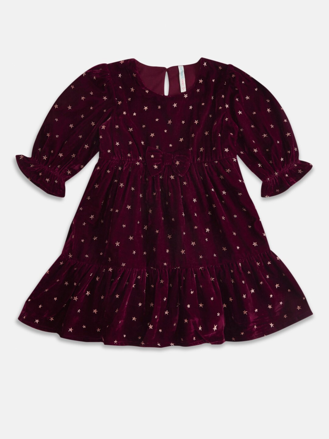 

Pantaloons Junior Girls Maroon Geometric Printed Cotton Dress