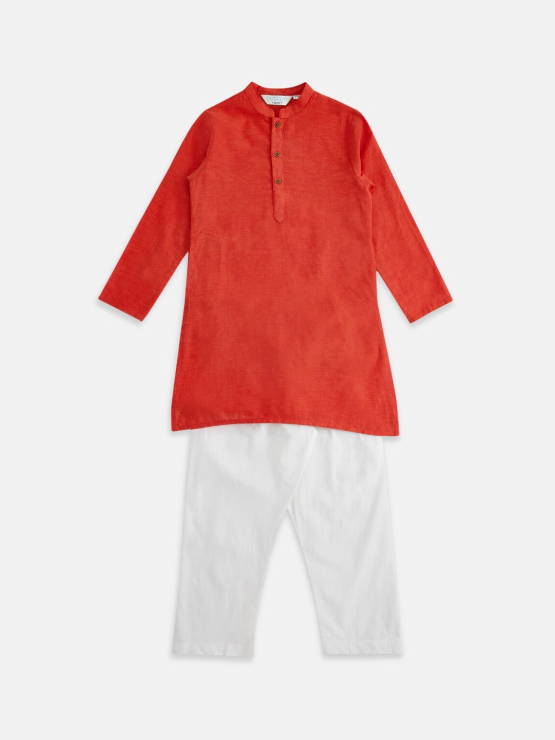 

indus route by Pantaloons Boys Orange Pure Cotton Kurta with Pyjamas