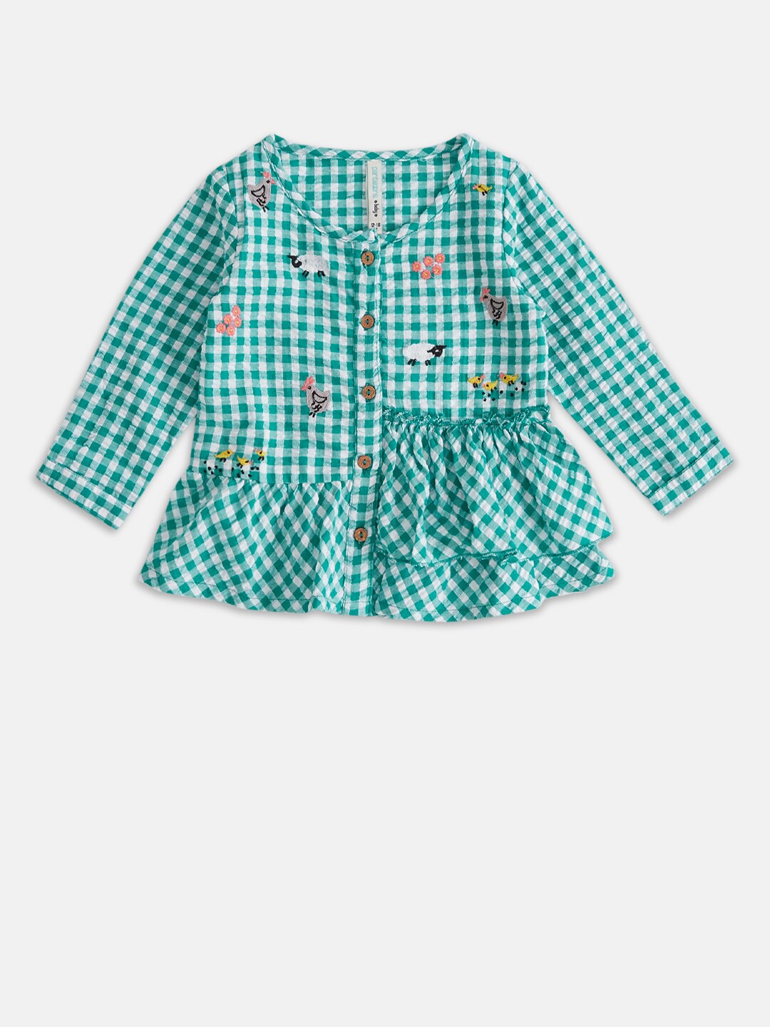 

Pantaloons Baby Girls Blue Checked Peplum Top