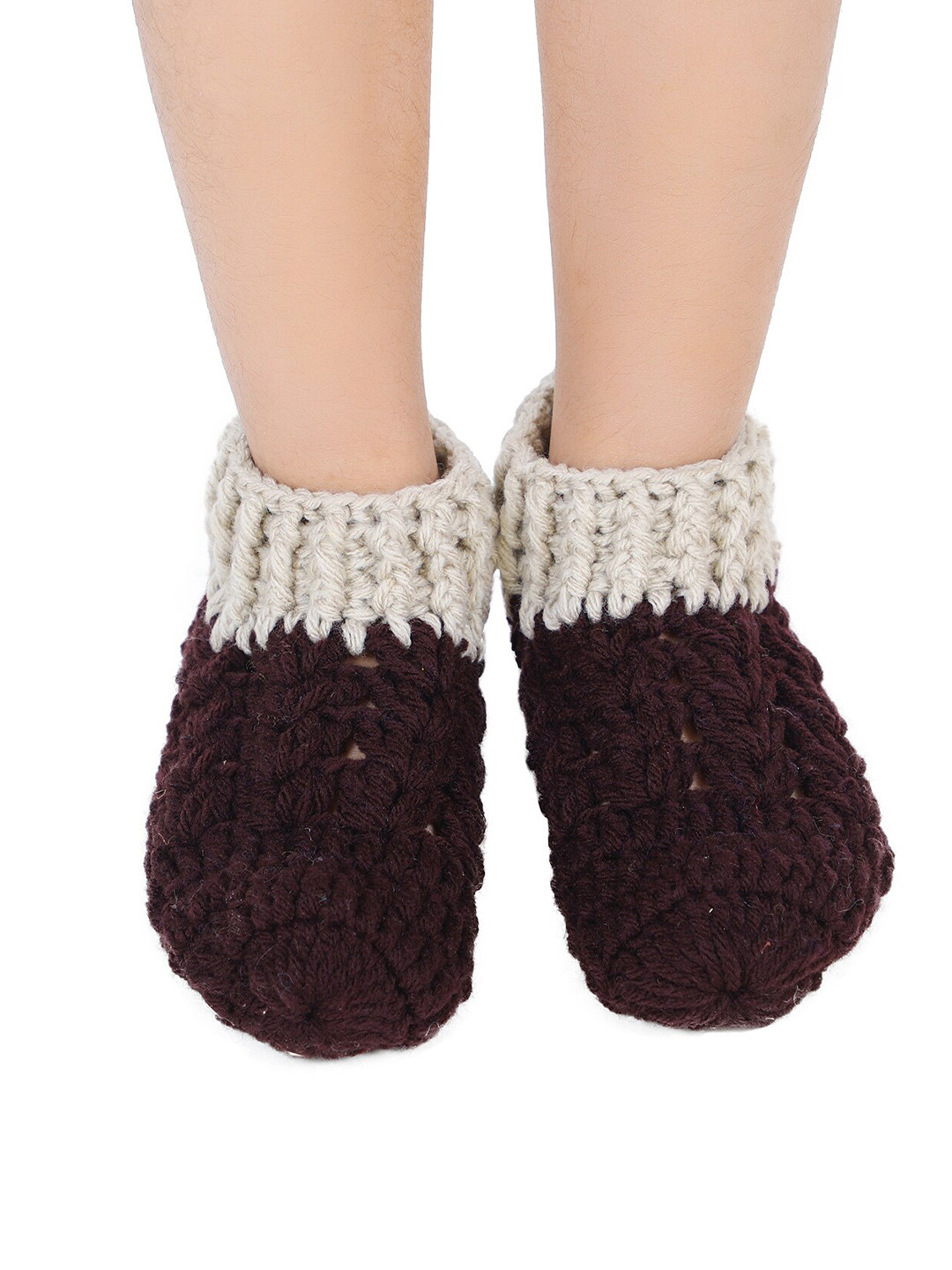 

Bharatasya Girls Brown & Off-White Self Design Knitted Socks