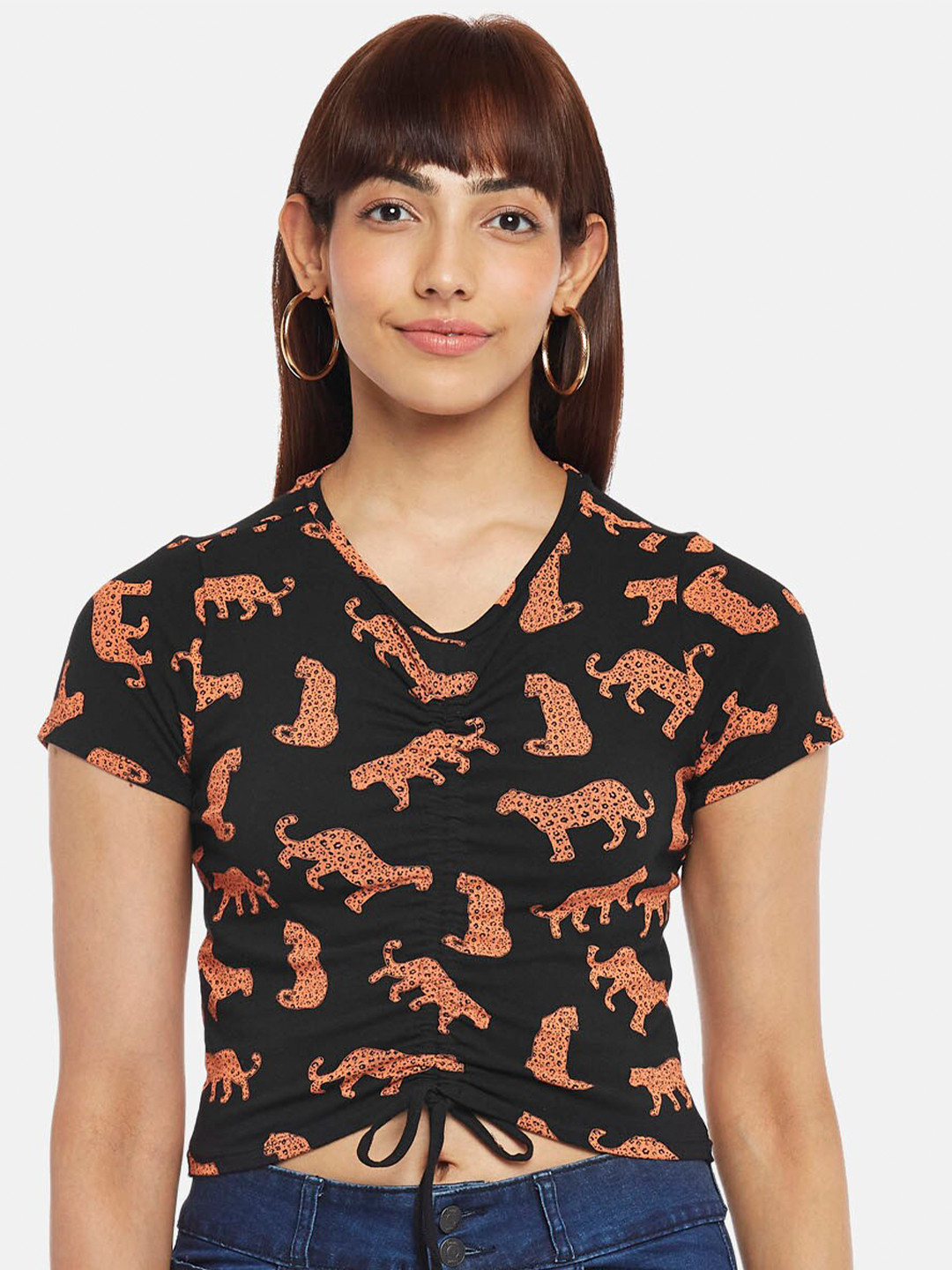 

People Black Print Top