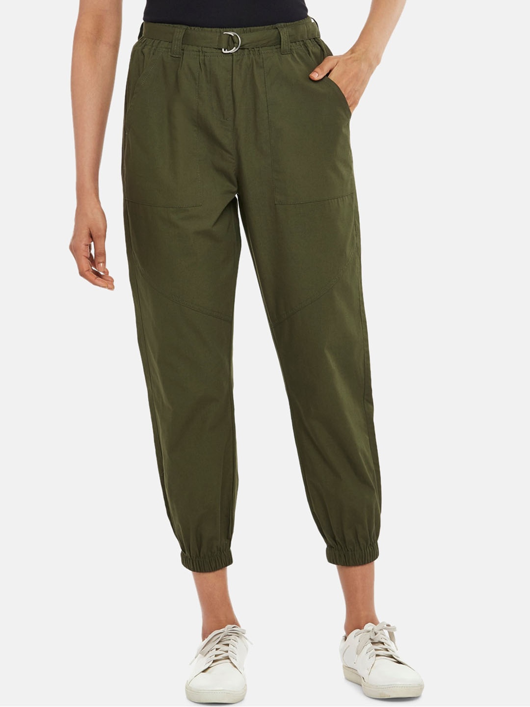 

People Women Olive Green Joggers Trousers