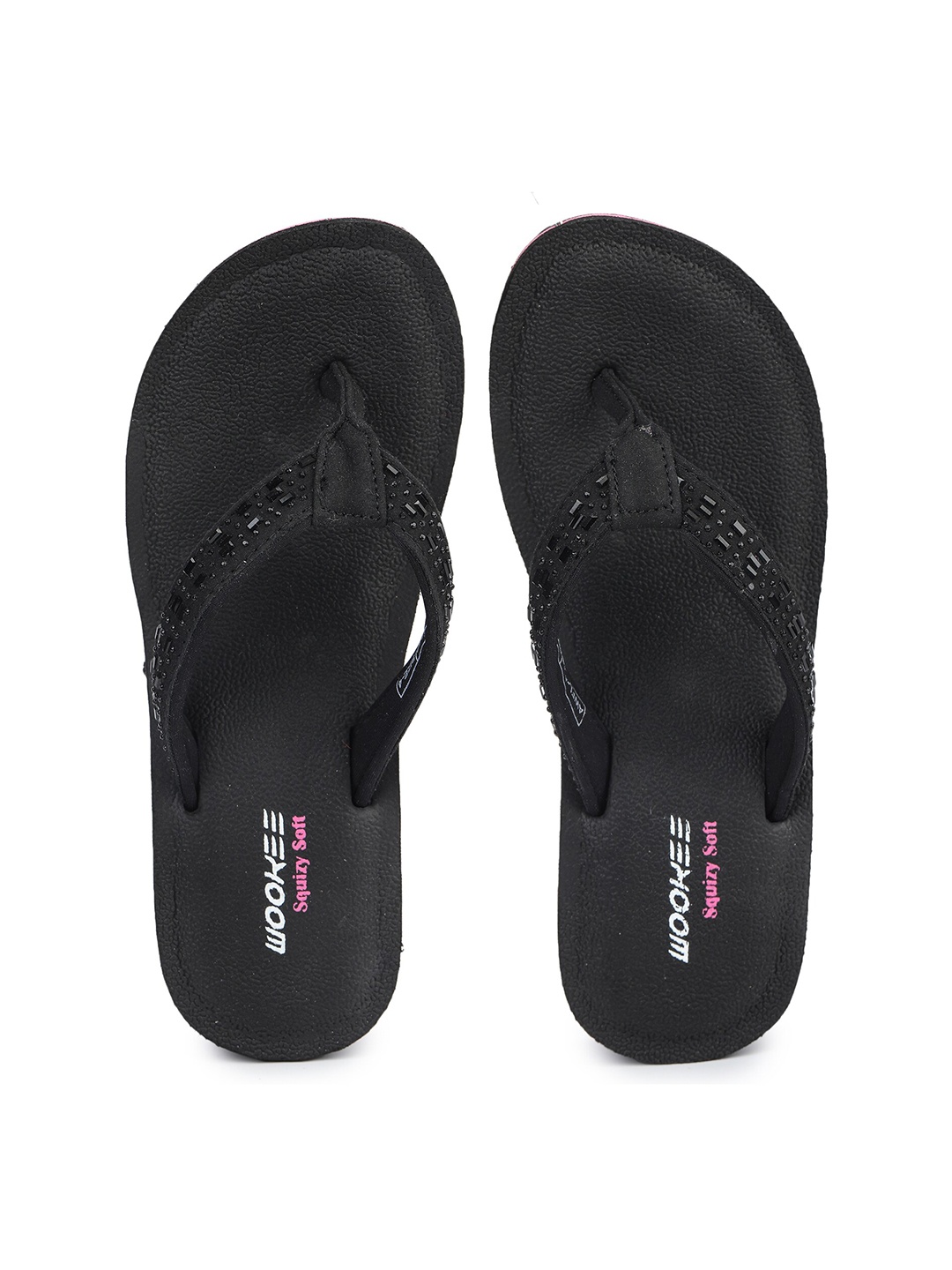 

ABROS Men Black & Pink Rubber Thong Flip-Flops