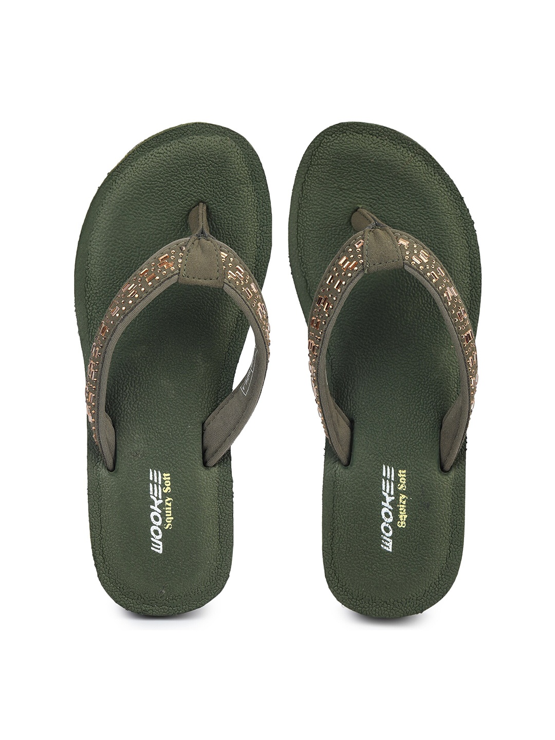 

ABROS Men Olive Green Rubber Thong Flip-Flops