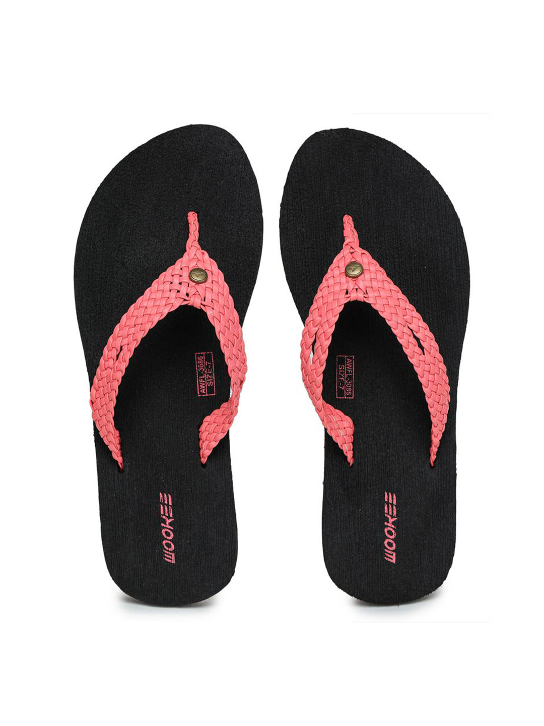 

ABROS Men Black & Pink Rubber Thong Flip-Flops