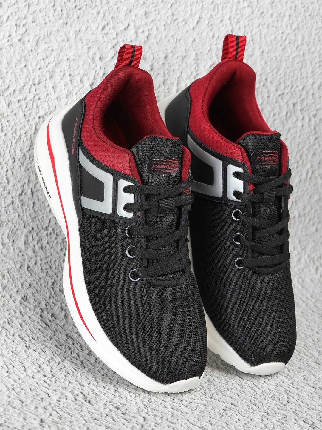 

ABROS Boys Black Mesh Lace-Up Running Shoes