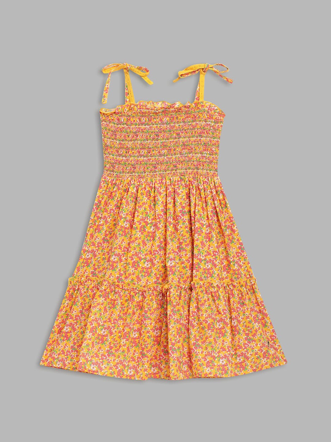 

Blue Giraffe Mustard Yellow Floral Maxi Dress