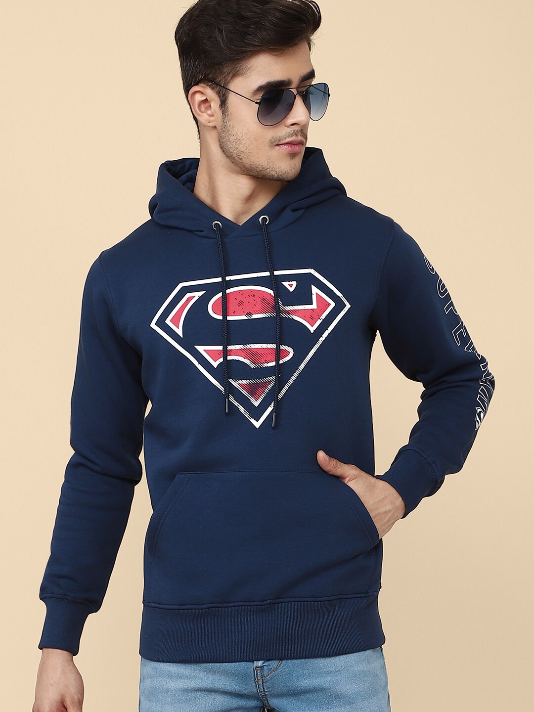 

Free Authority Men Blue Superman Printed Hooded Sweatshirt