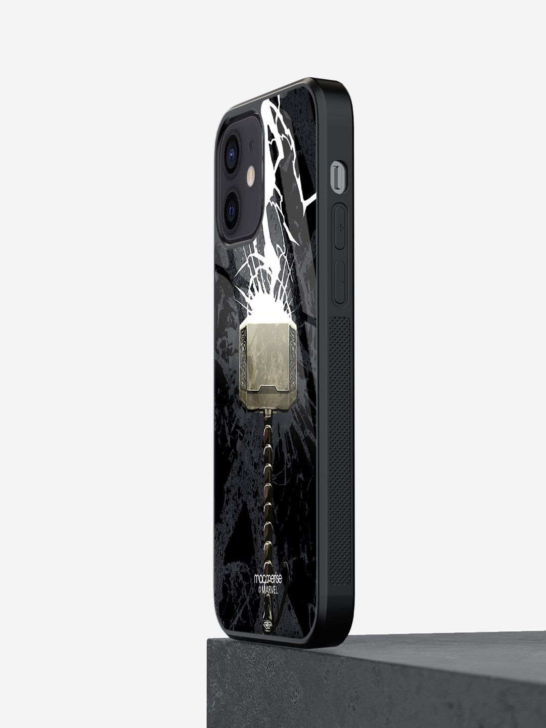 

macmerise Black & White Printed The Thunderous Hammer Glass iPhone 12 Back Case