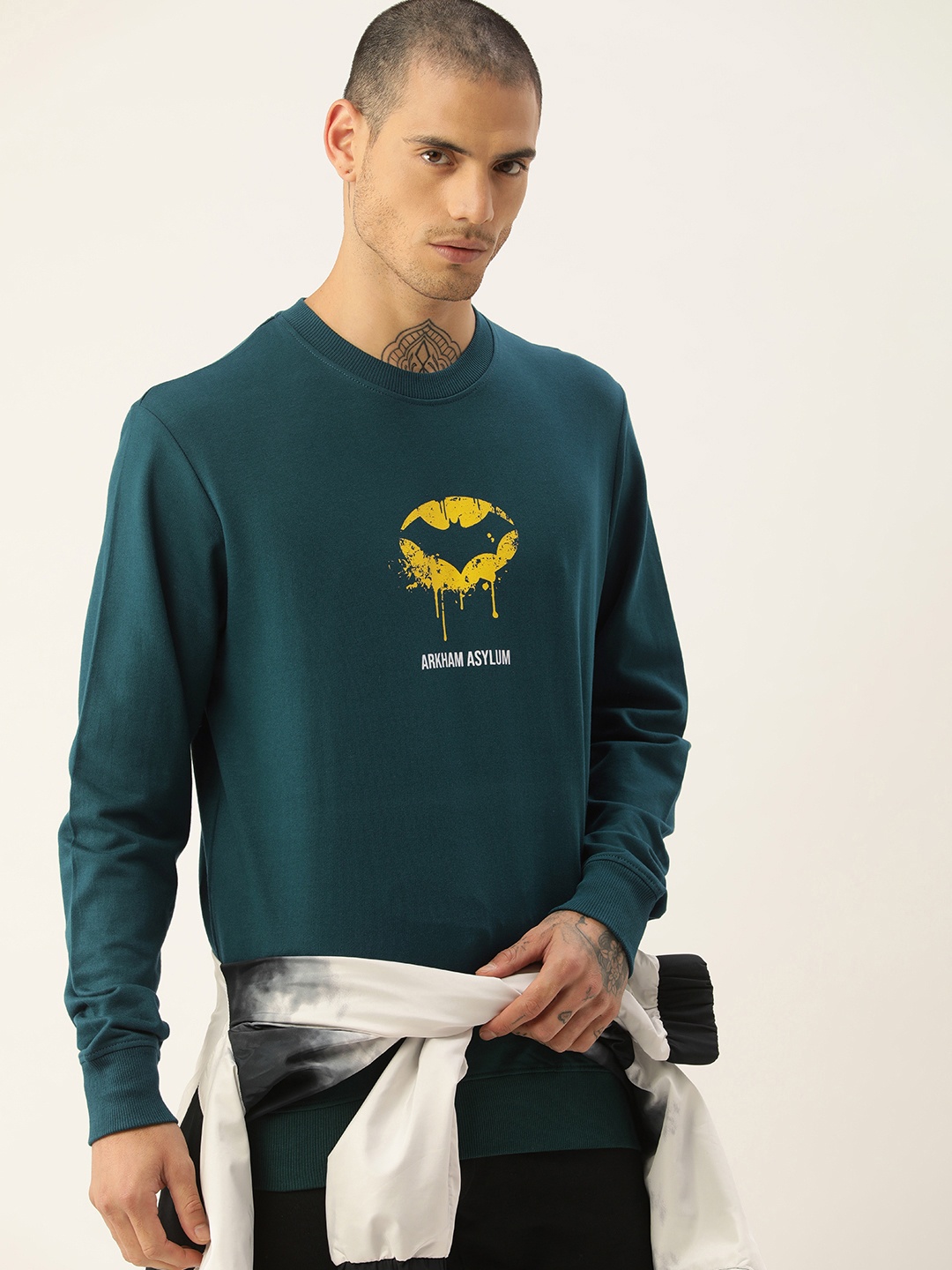 

Kook N Keech Batman Men Teal Green Graphic Printed Pure Cotton Pullover Sweatshirt