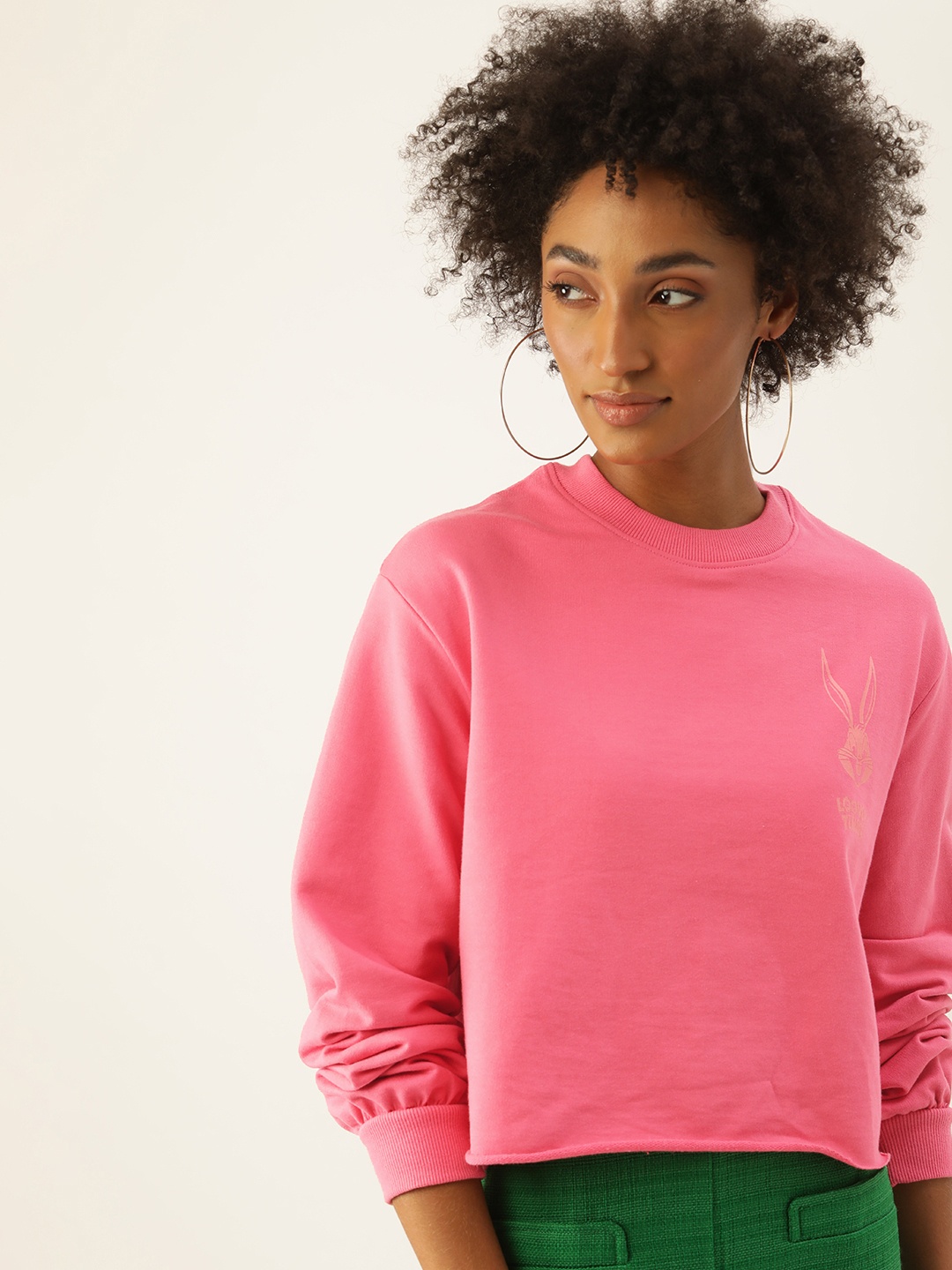 

Kook N Keech Looney Tunes Women Pink Lonney Tunes Printed Pure Cotton Sweatshirt