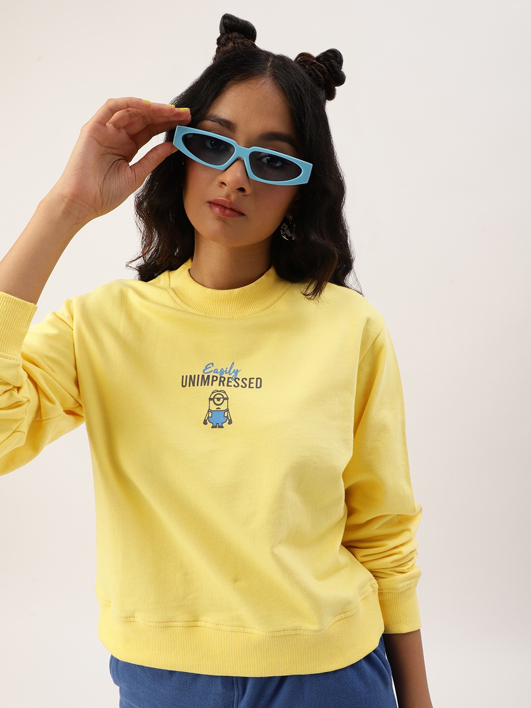

Minions by Kook N Keech Teens Girls Yellow Printed Pure Cotton Sweatshirt