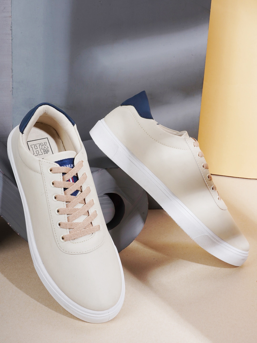

Mast & Harbour Men Beige Solid Sneakers