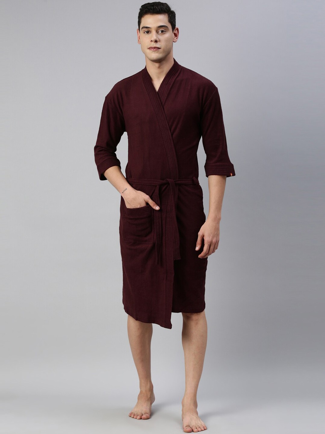 

GOLDSTROMS Men Coffee Brown Solid Bath Robe