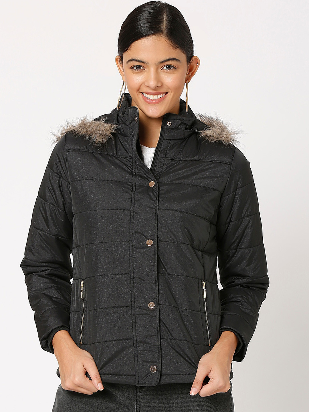 

SPYKAR Women Black Casual Padded Jacket
