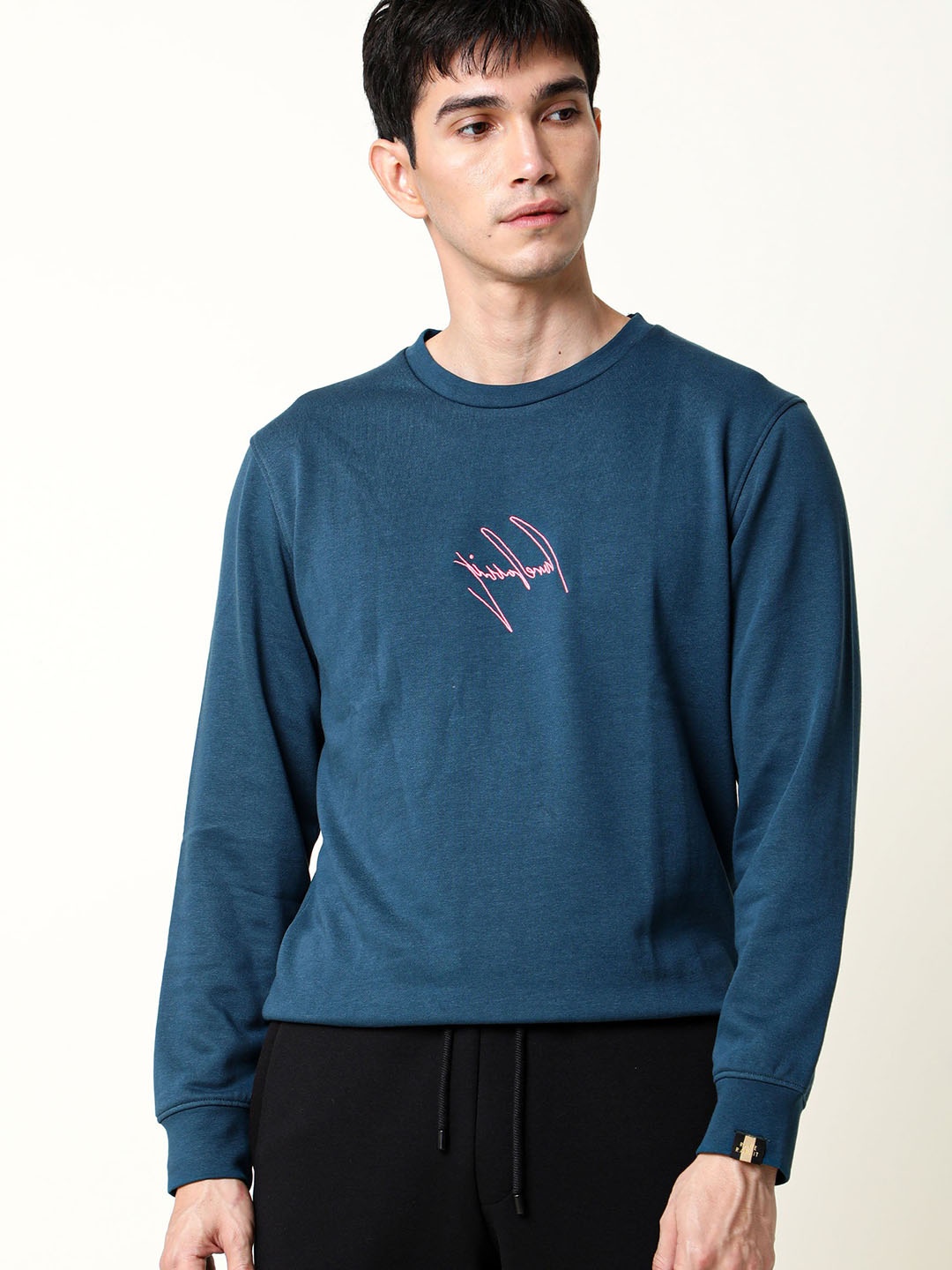 

RARE RABBIT Men Neos Slim Fit Sweatshirt, Turquoise blue