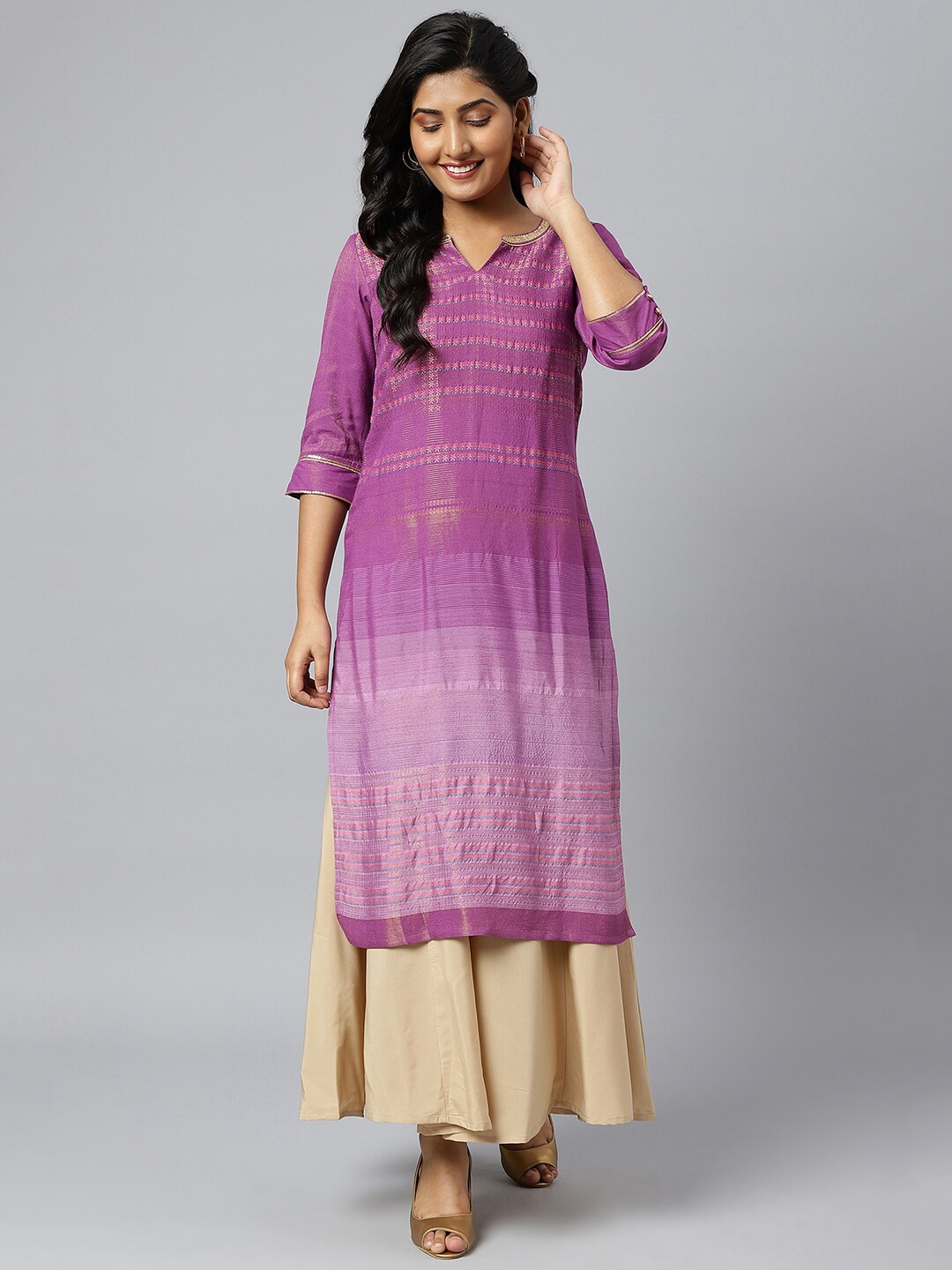 

AURELIA Women Violet Yoke Design Kurta