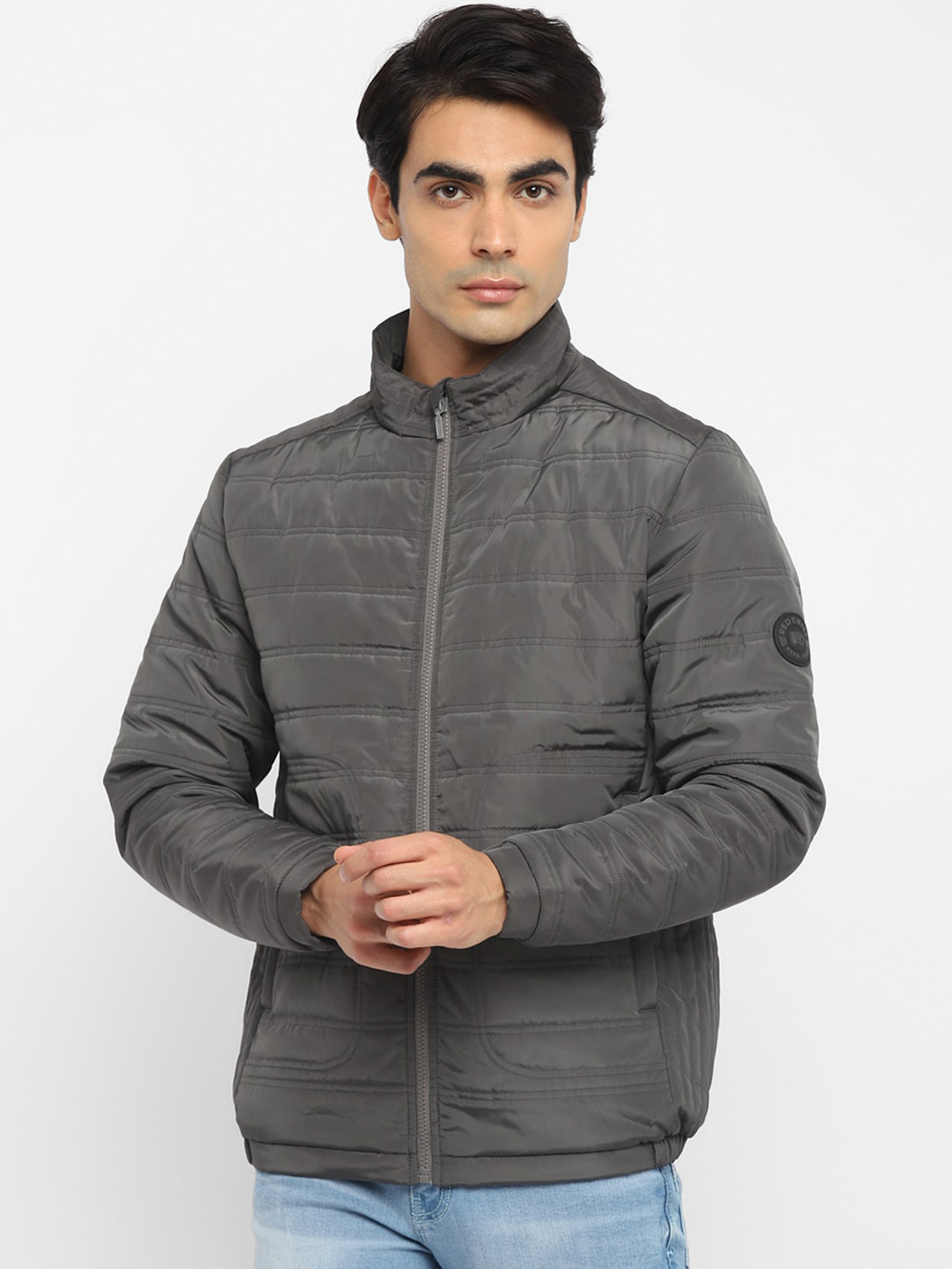 

Red Chief Men Grey Lightweight Polyester Puffer Jacket