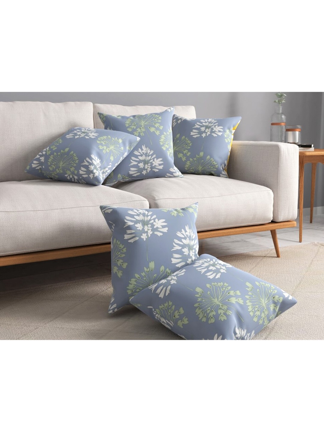 

URBAN SPACE Grey & Off White Pack of 5 Printed Square Cushion Covers