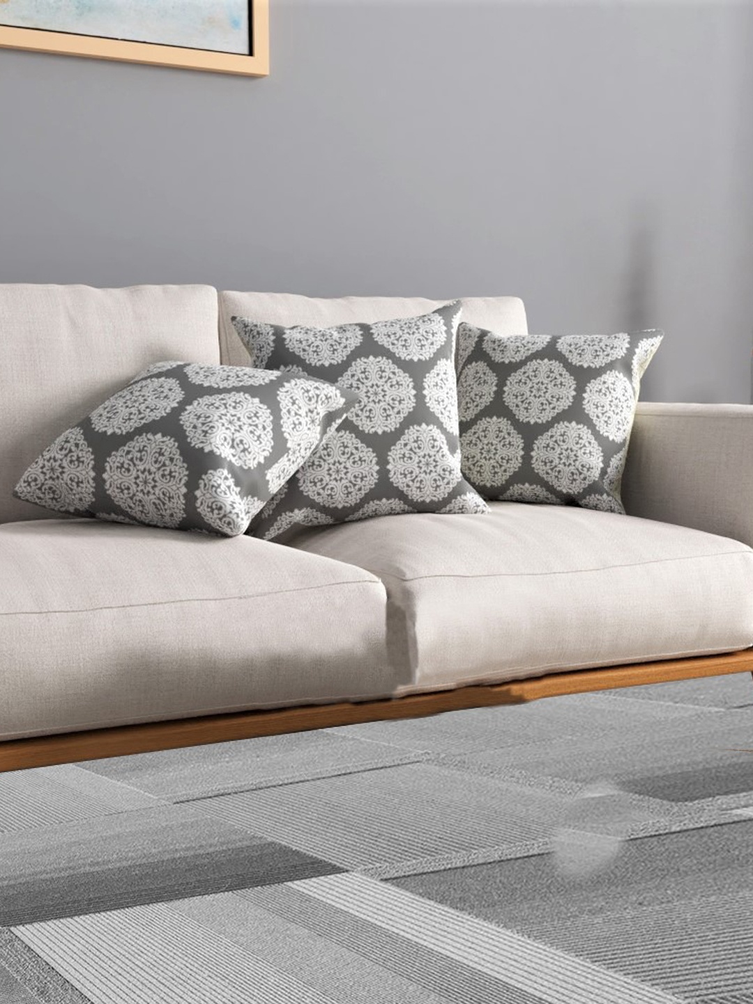 

URBAN SPACE Grey & White Pack of 5 Printed Square Cushion Covers