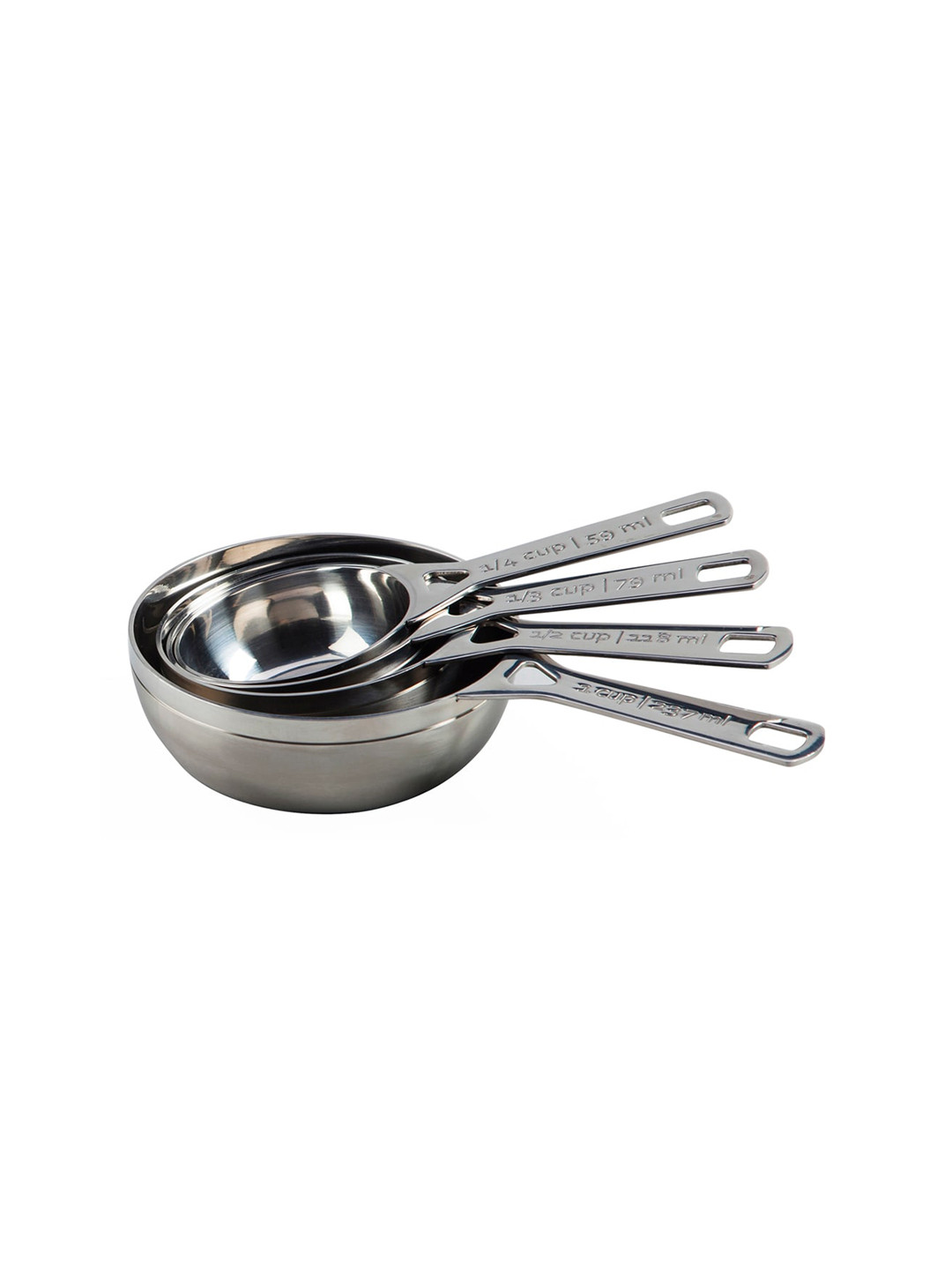 

LE CREUSET Set Of 4 Silver Measuring Cups