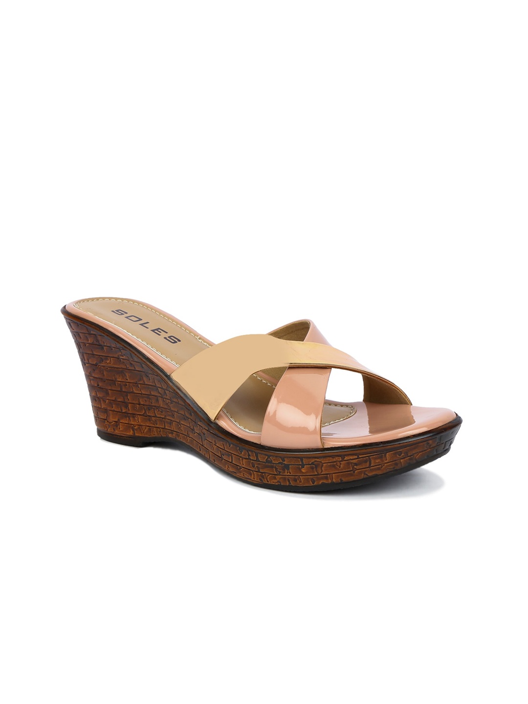 

SOLES Pink & Beige Solid Wedge Heels