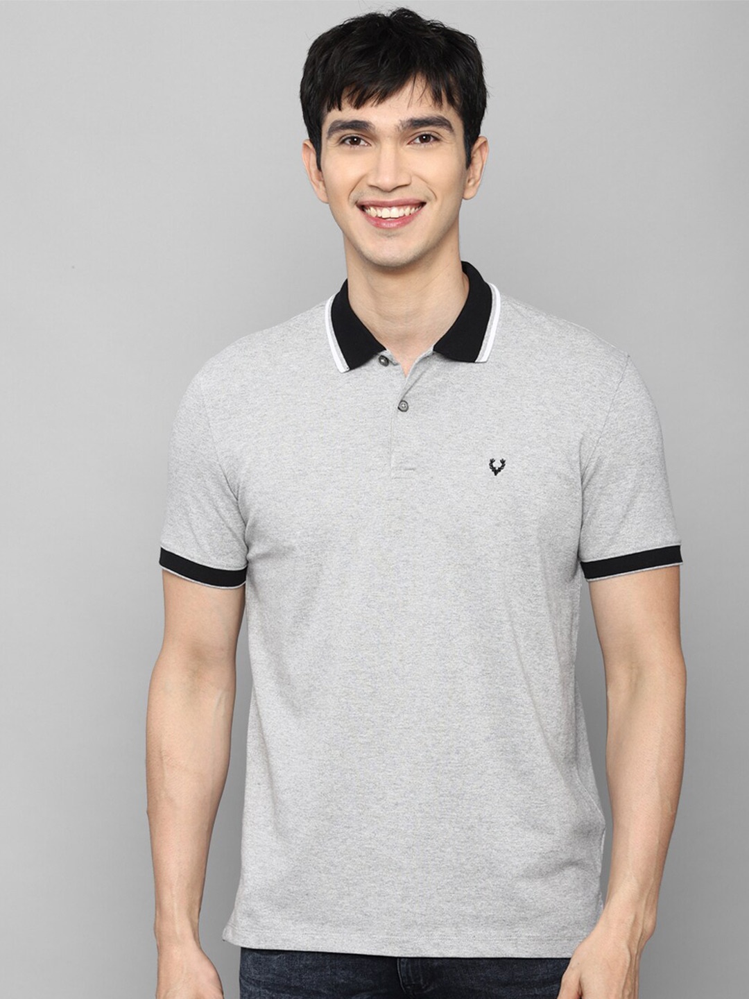 

Allen Solly Men Grey Polo Collar Cotton T-shirt