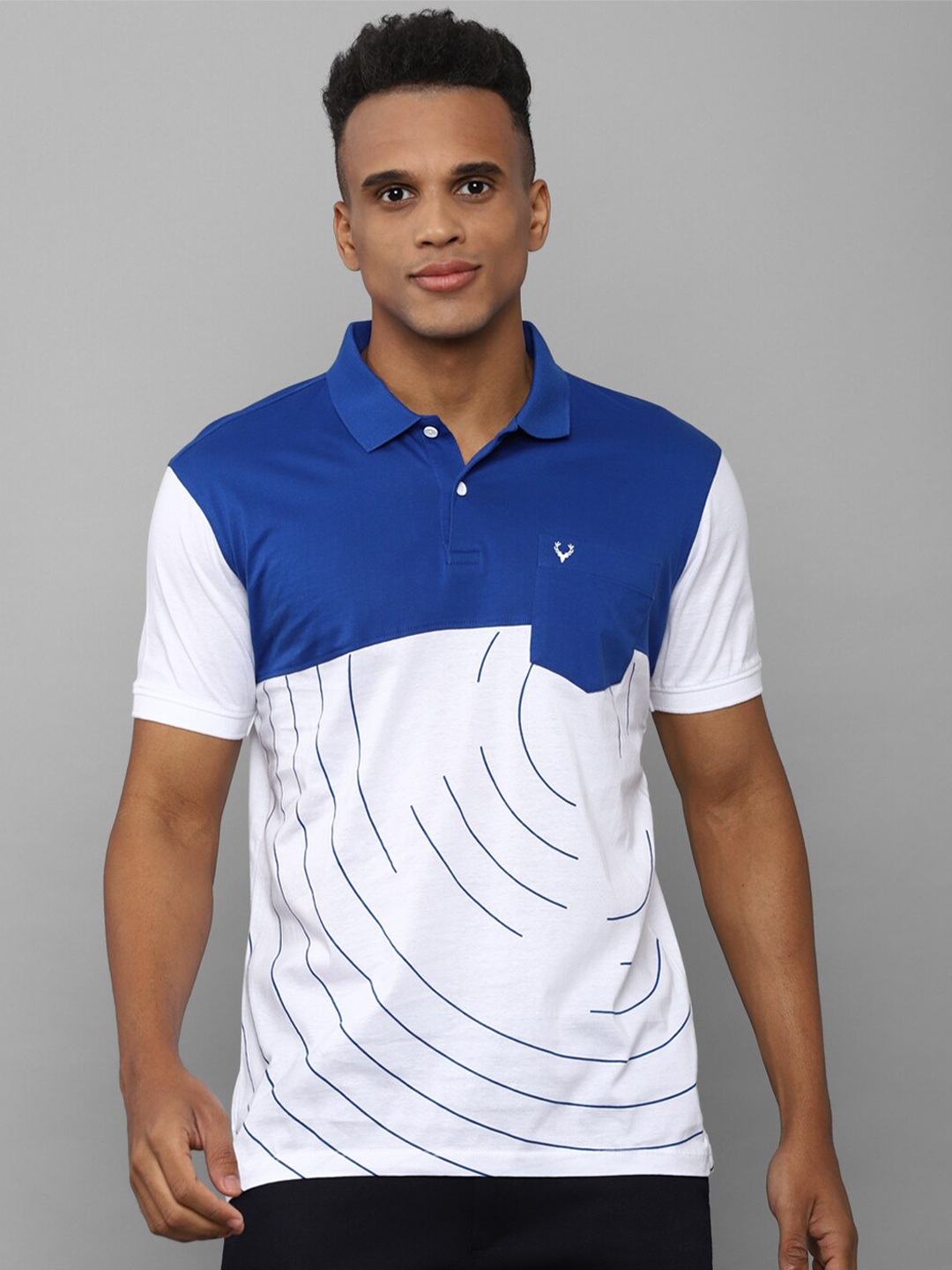 

Allen Solly Men White Colourblocked Polo Collar Pure Cotton T-shirt