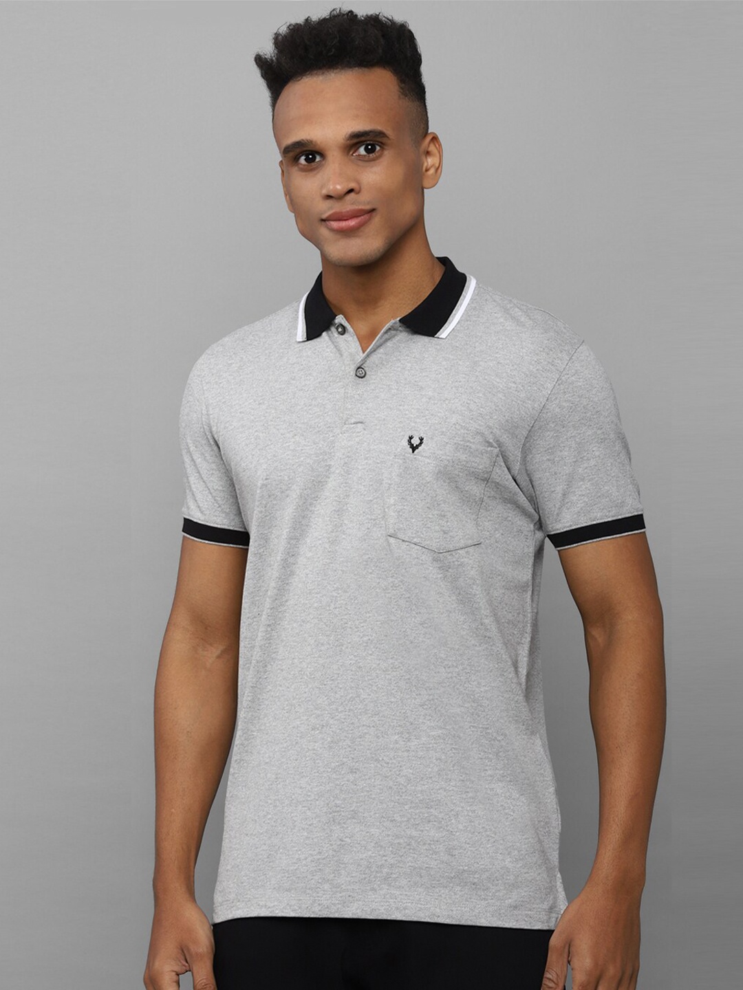 

Allen Solly Men Grey Polo Collar T-shirt