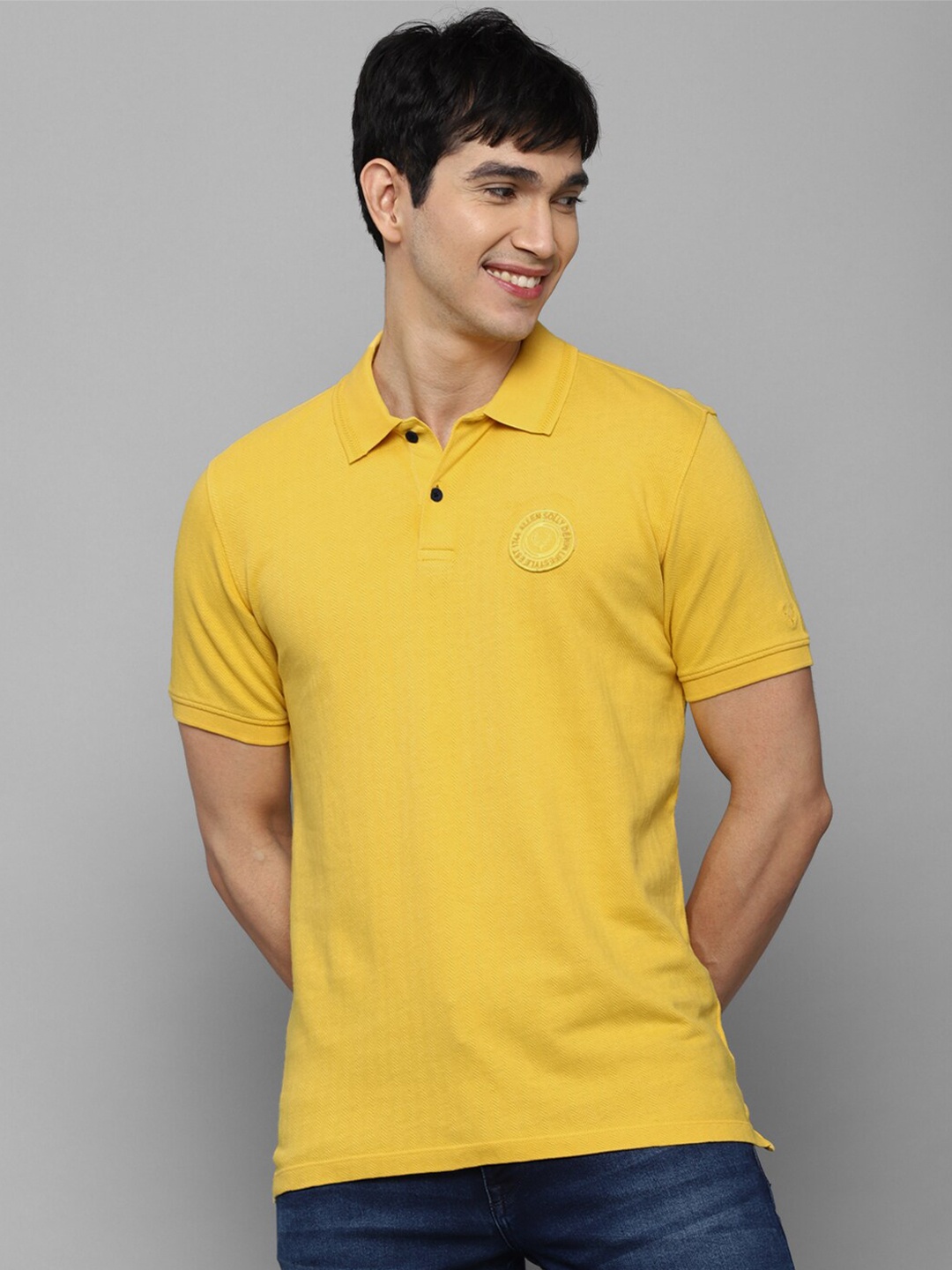 

Allen Solly Sport Men Solid Yellow Polo Collar Pure Cotton T-shirt