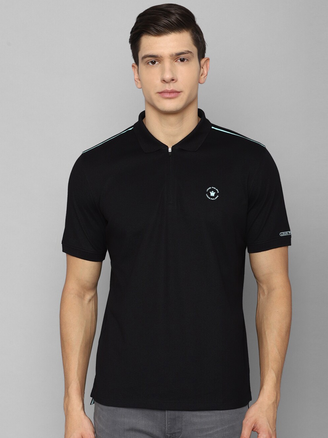 

Louis Philippe Men Black Polo Collar T-shirt