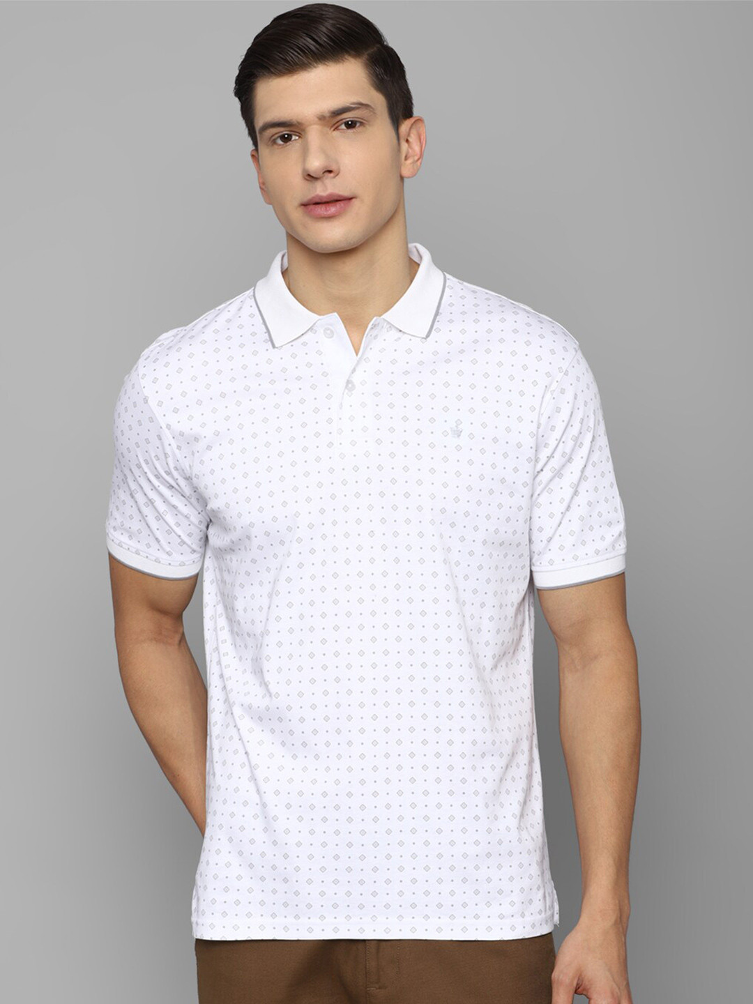 

Louis Philippe Men White Printed Polo Collar T-shirt
