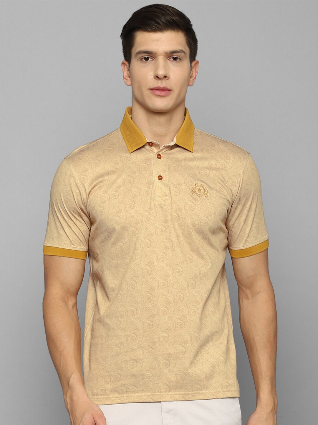 

Louis Philippe Men Yellow Polo Collar Cotton T-shirt