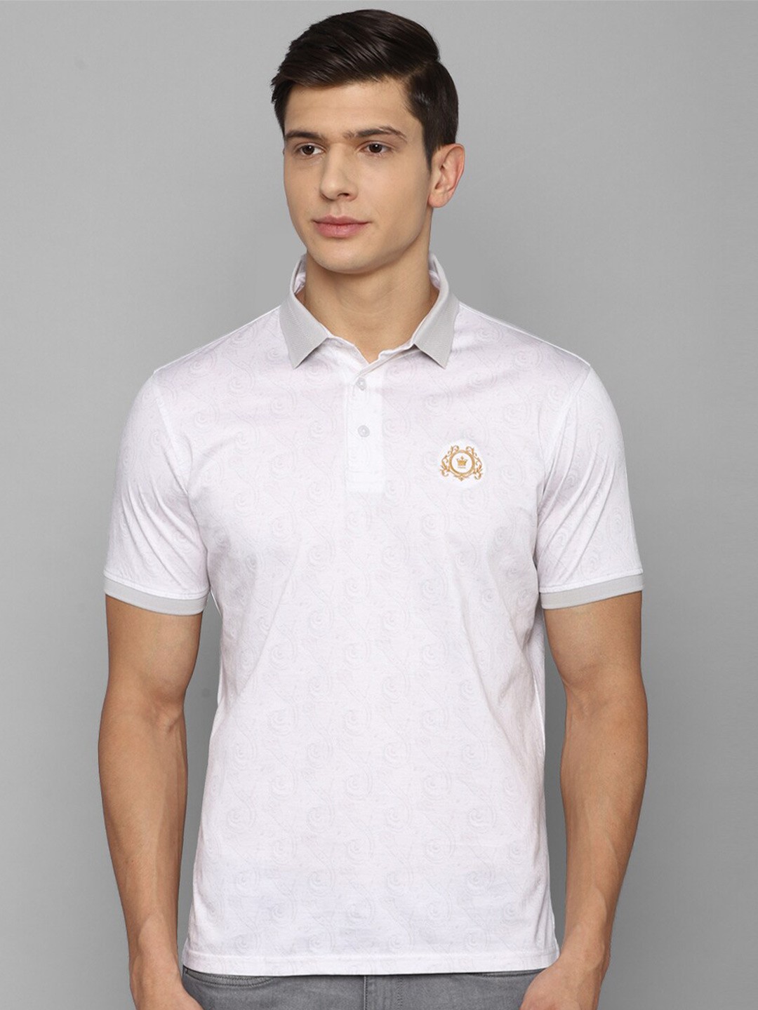 

Louis Philippe Men Grey Polo Collar T-shirt