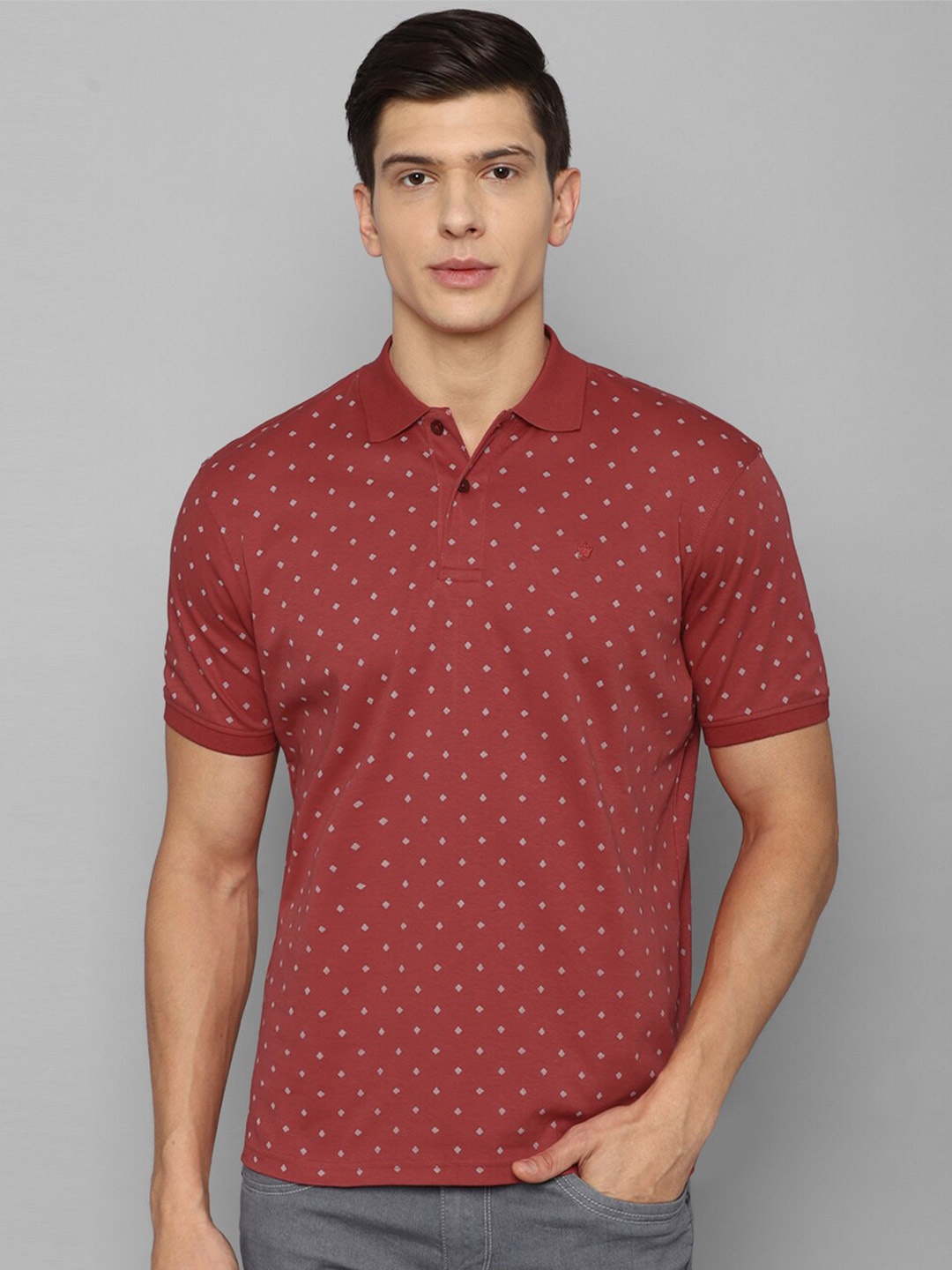 

Louis Philippe Men Red Printed Polo Collar T-shirt