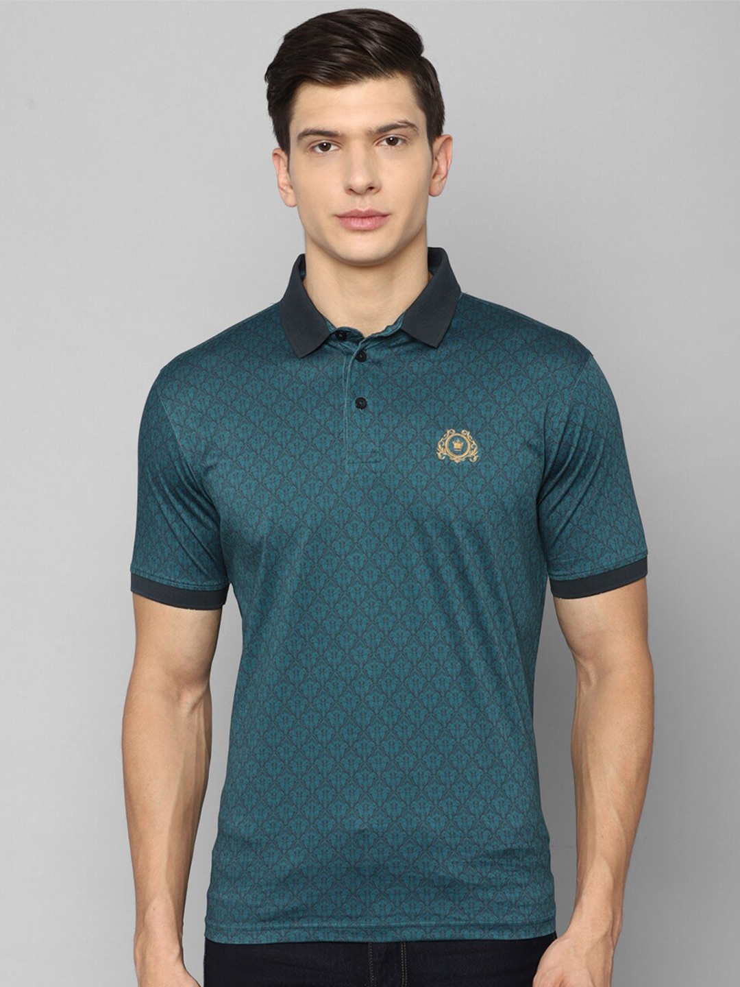 

Louis Philippe Men Teal Polo Collar Cotton T-shirt