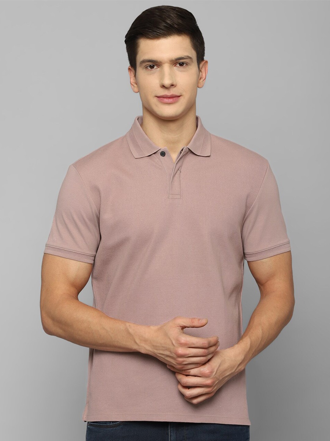

Louis Philippe Jeans Men Pink Polo Collar Slim Fit T-shirt
