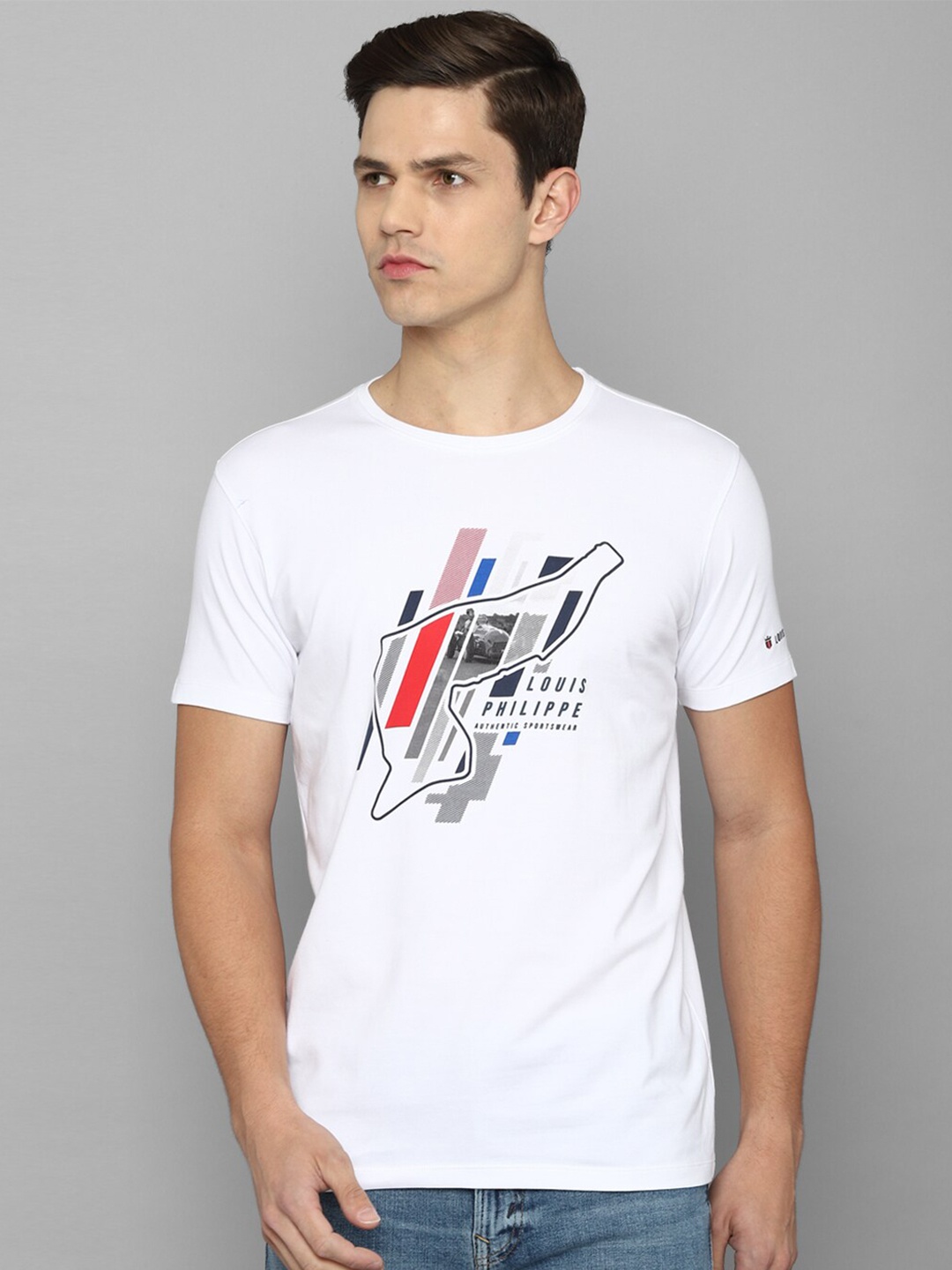 

Louis Philippe Sport Men White Typography Printed Slim Fit T-shirt