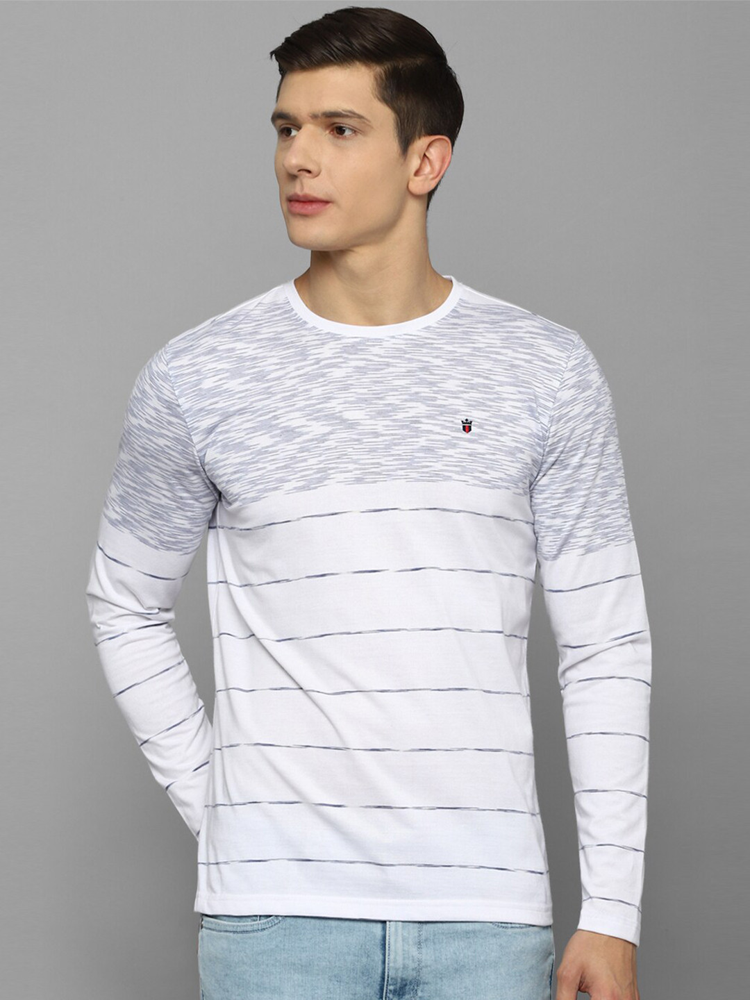 

Louis Philippe Sport Men White Striped Pure Cotton Slim Fit T-shirt