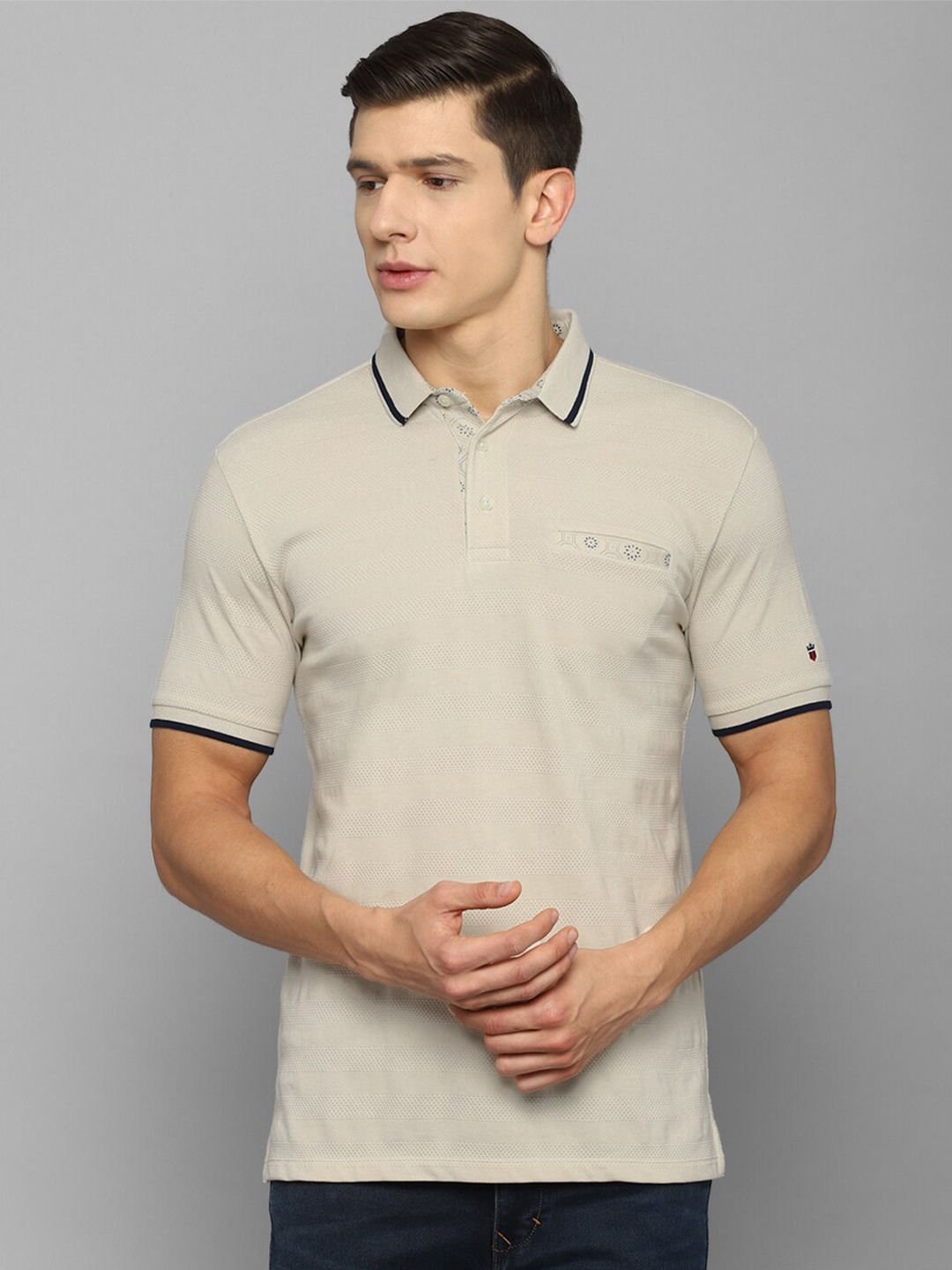 

Louis Philippe Sport Men Beige Polo Collar Slim Fit Pure Cotton T-shirt