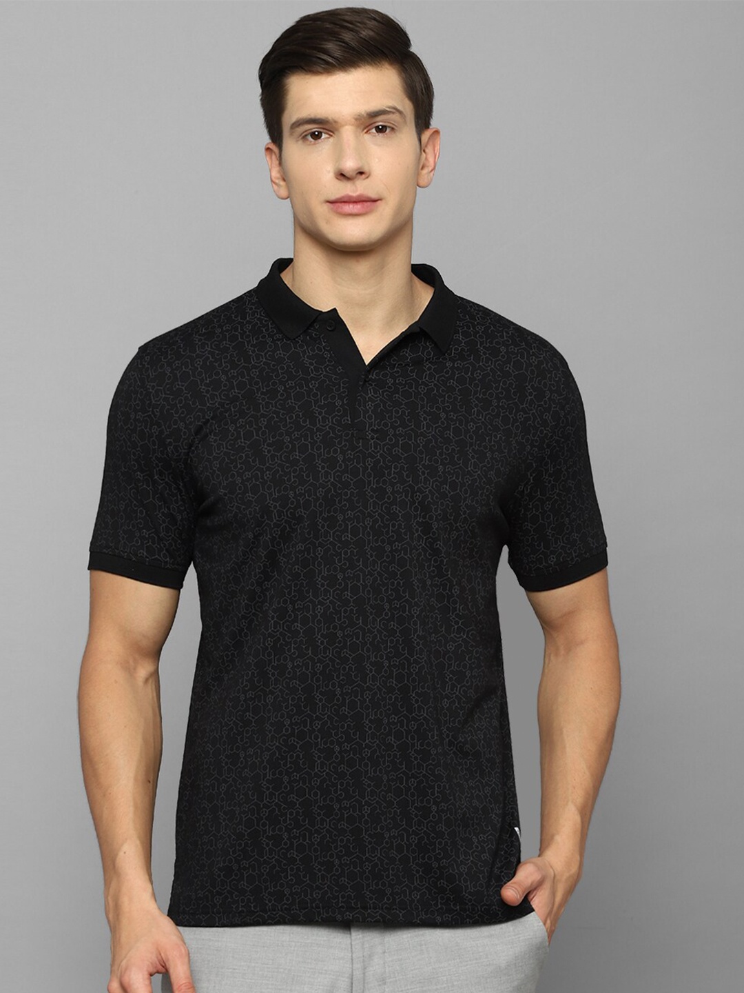 

Louis Philippe Ath.Work Men Black Printed Polo Collar Slim Fit Cotton T-shirt