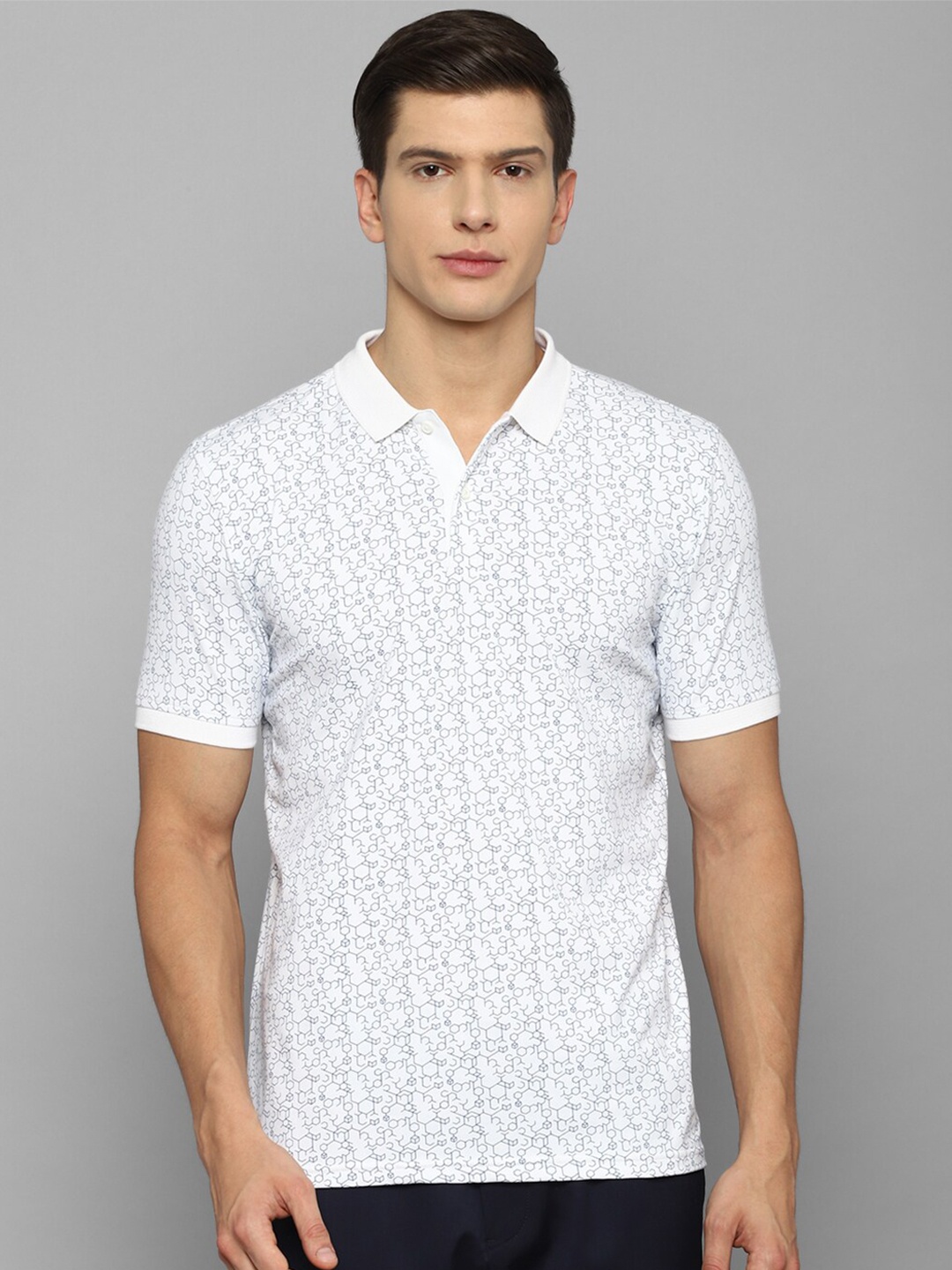 

Louis Philippe Sport Men White Printed Polo Collar Slim Fit T-shirt