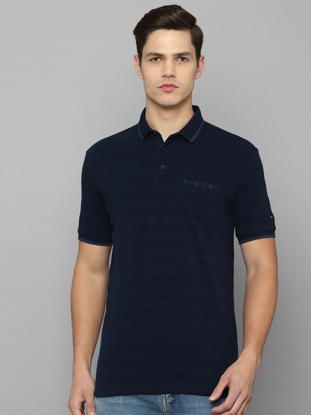 

Louis Philippe Sport Men Navy Blue Polo Collar Slim Fit Cotton T-shirt