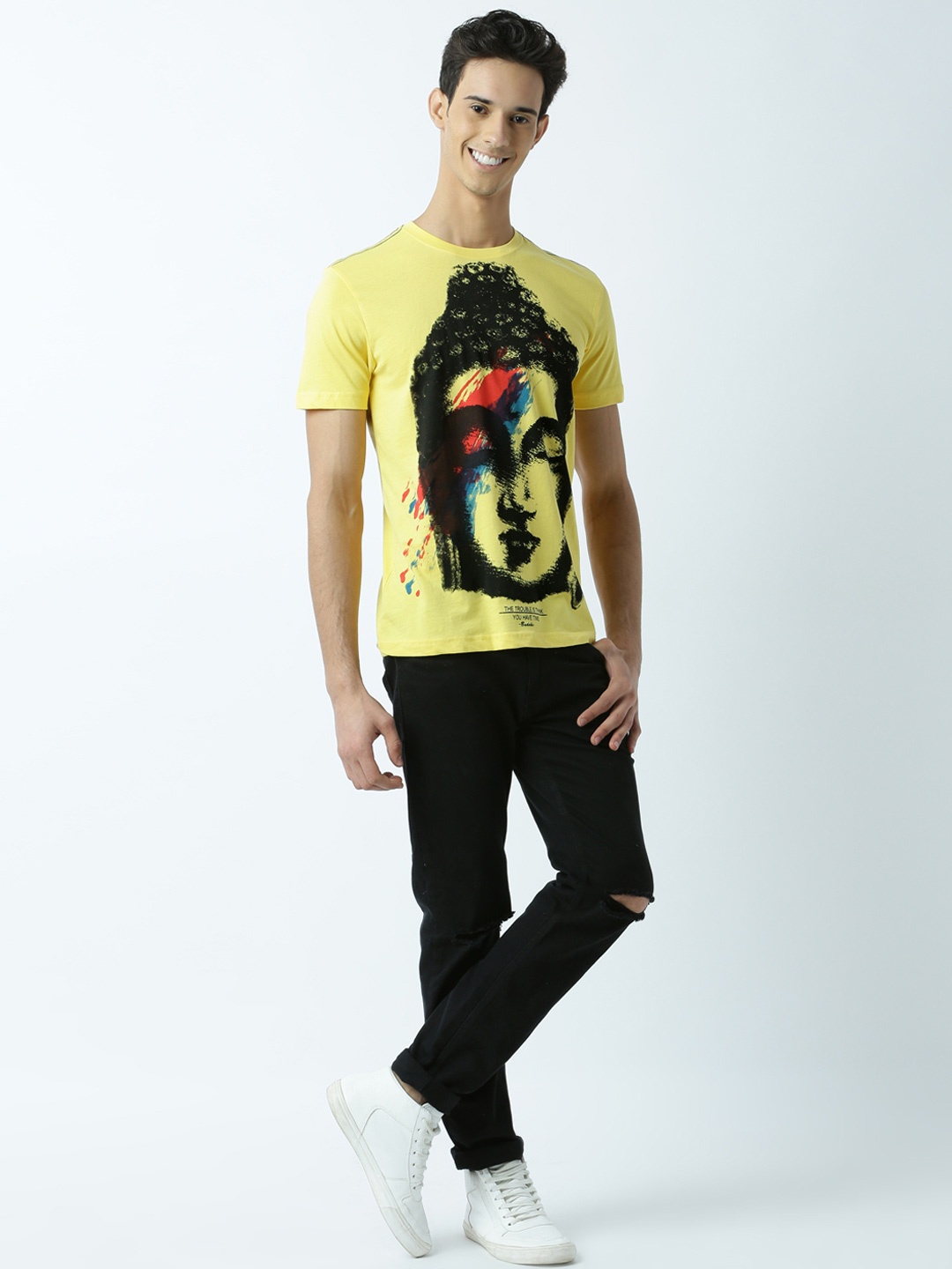 

Huetrap Men Yellow Printed T-shirt