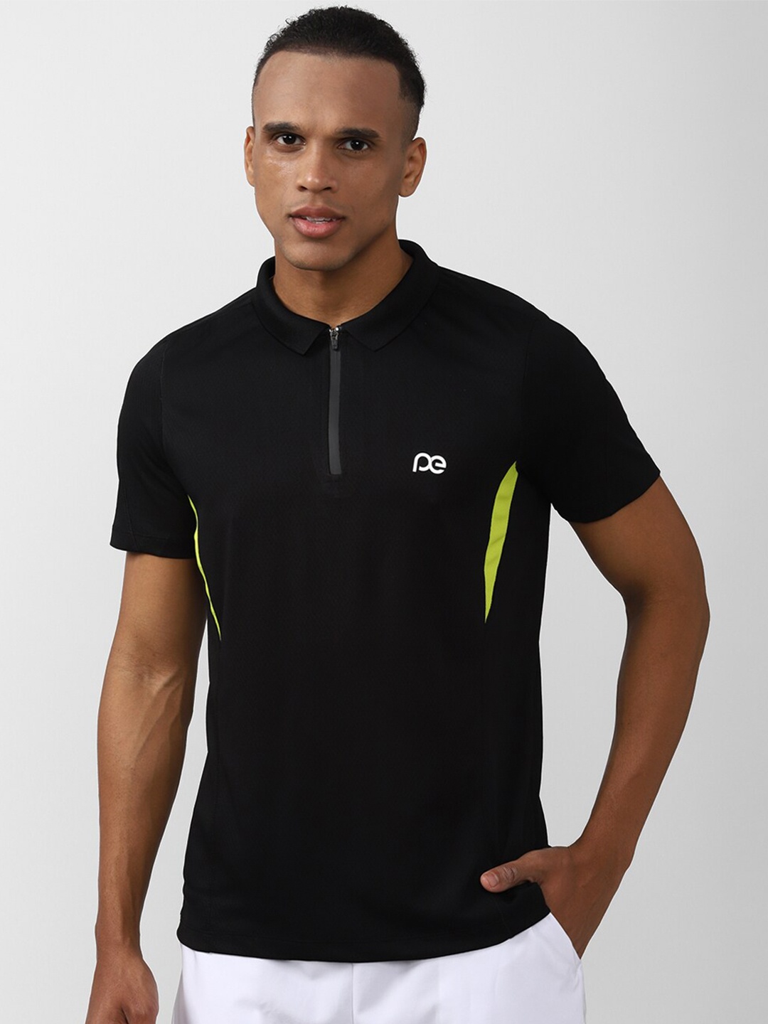

Peter England Casuals Men Black Polo Collar Slim Fit T-shirt