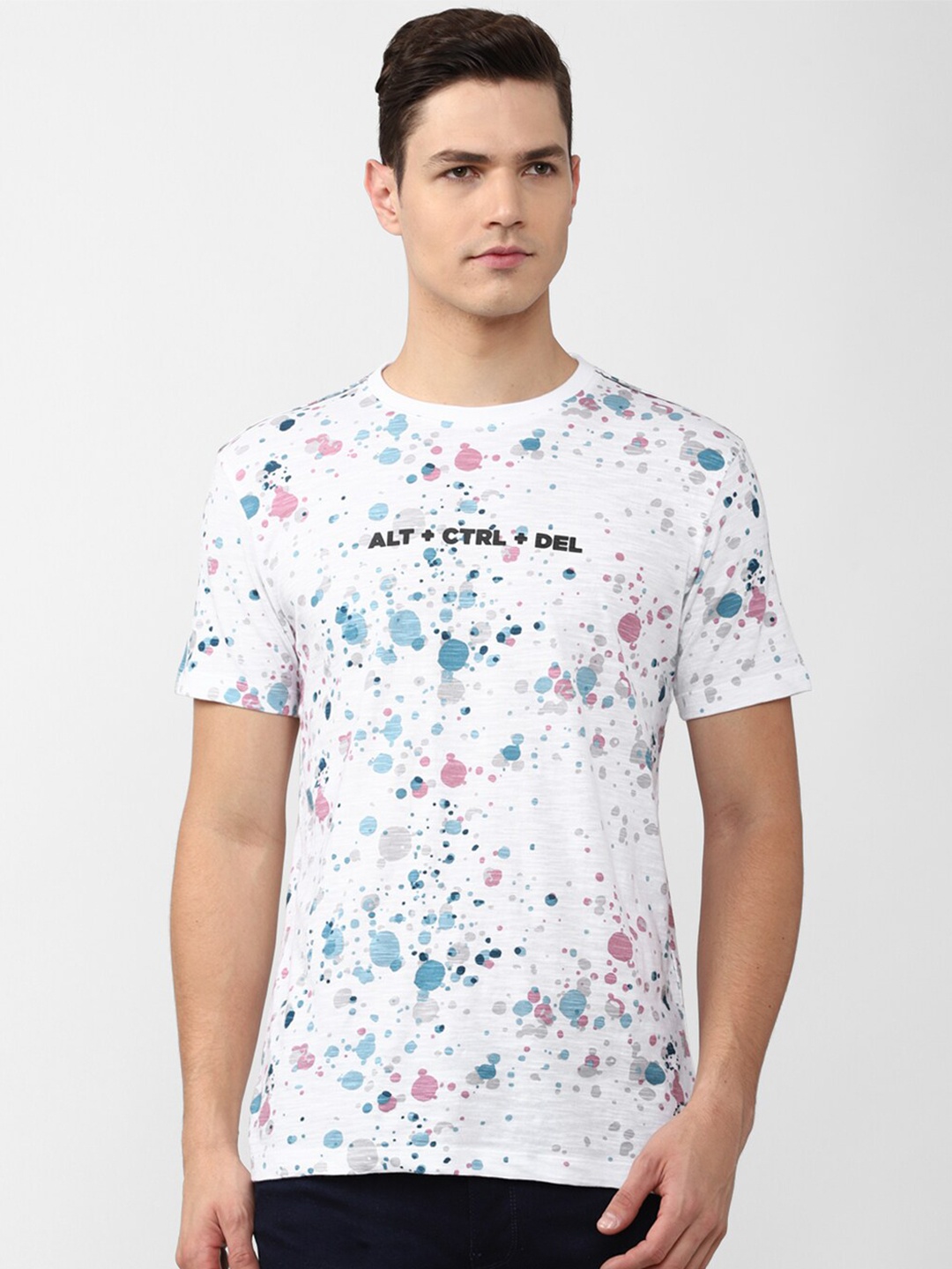 

VAN HEUSEN DENIM LABS Men White & Blue Printed T-shirt