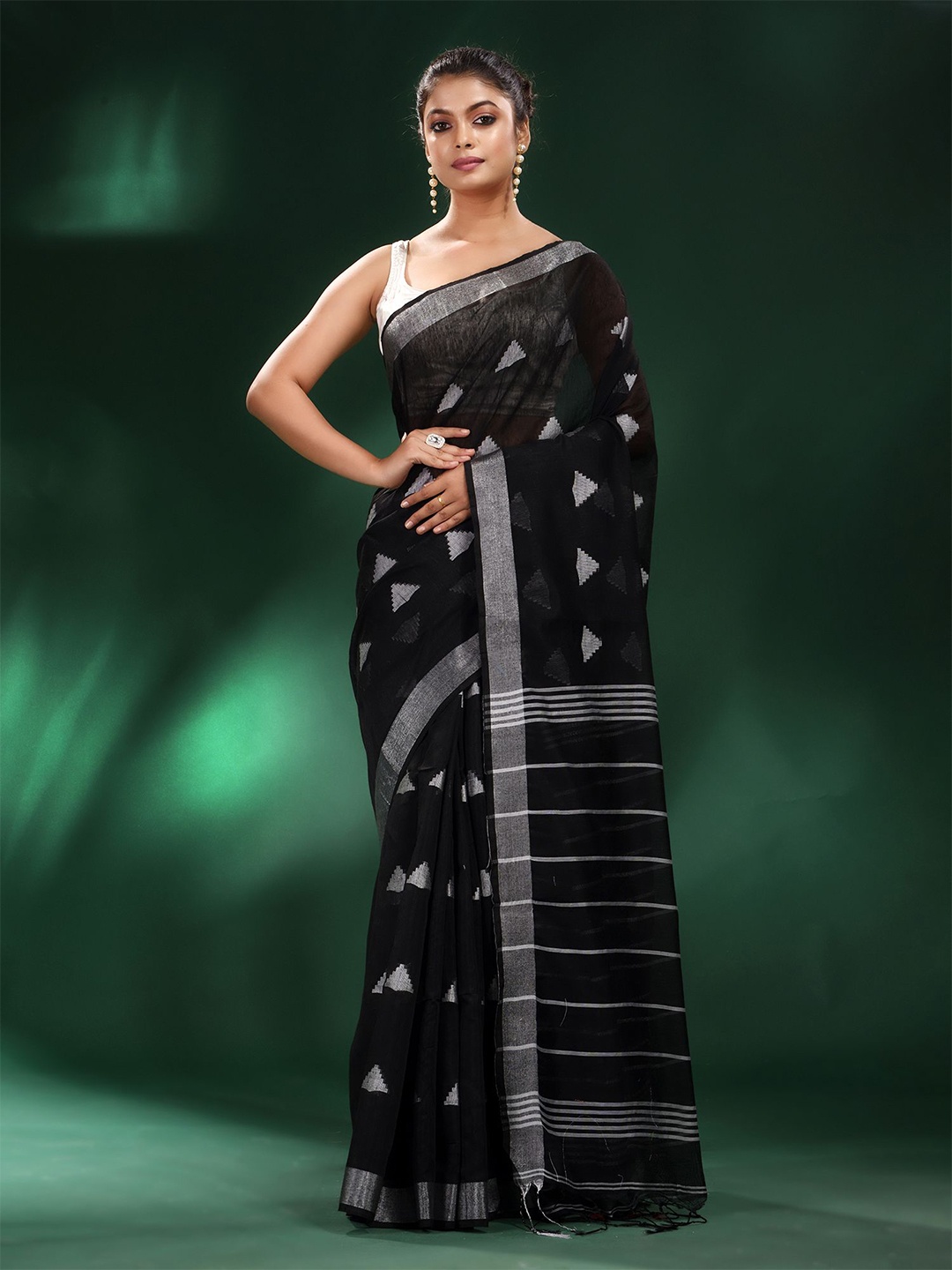 

Charukriti Black Woven Design Zari Saree
