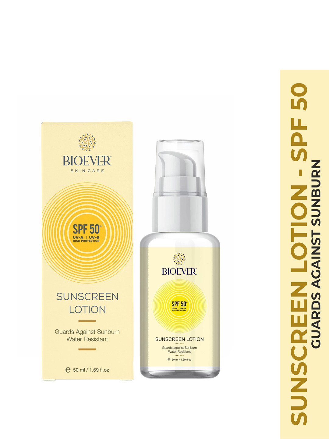 

BIOEVER SPF 50 Water-Resistant Sunscreen Lotion - 50 ml, Yellow