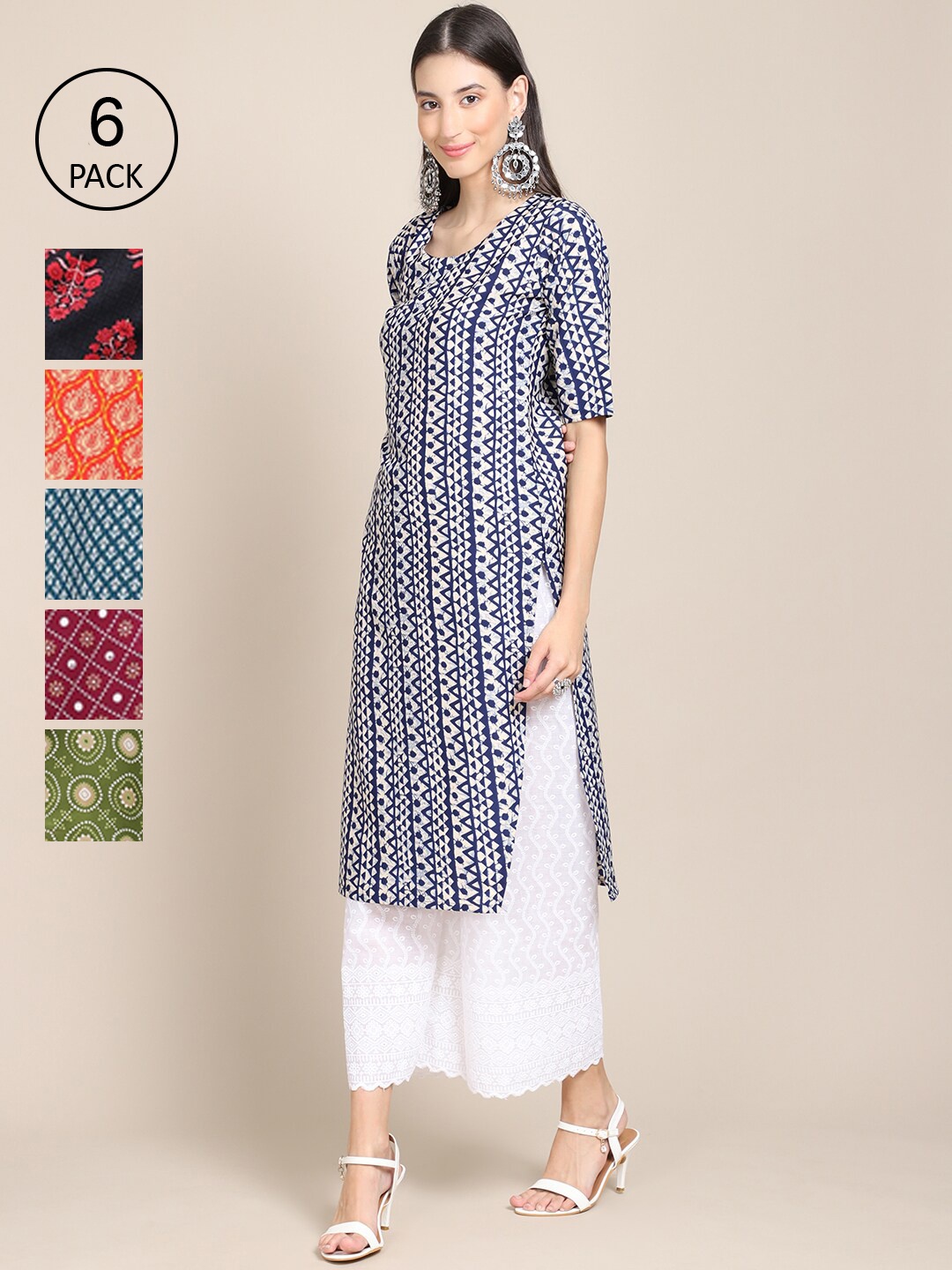 

7Threads Women Multicoloured Ethnic Motifs Printed Crepe Kurta, Multi