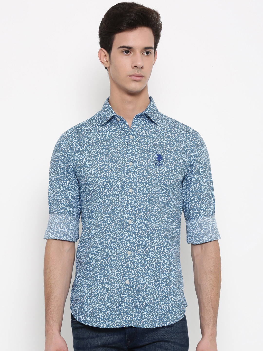 

U.S. Polo Assn. Blue Printed Casual Shirt
